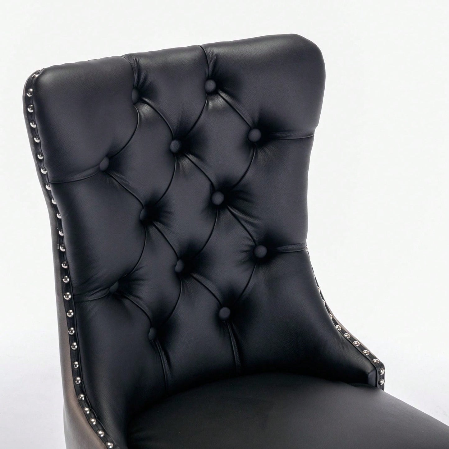 Set Of 2, Modern, High-End Tufted Solid Wood Contemporary PU And Velvet Upholstered Dining Chair With Wood Legs Nailhead Trim