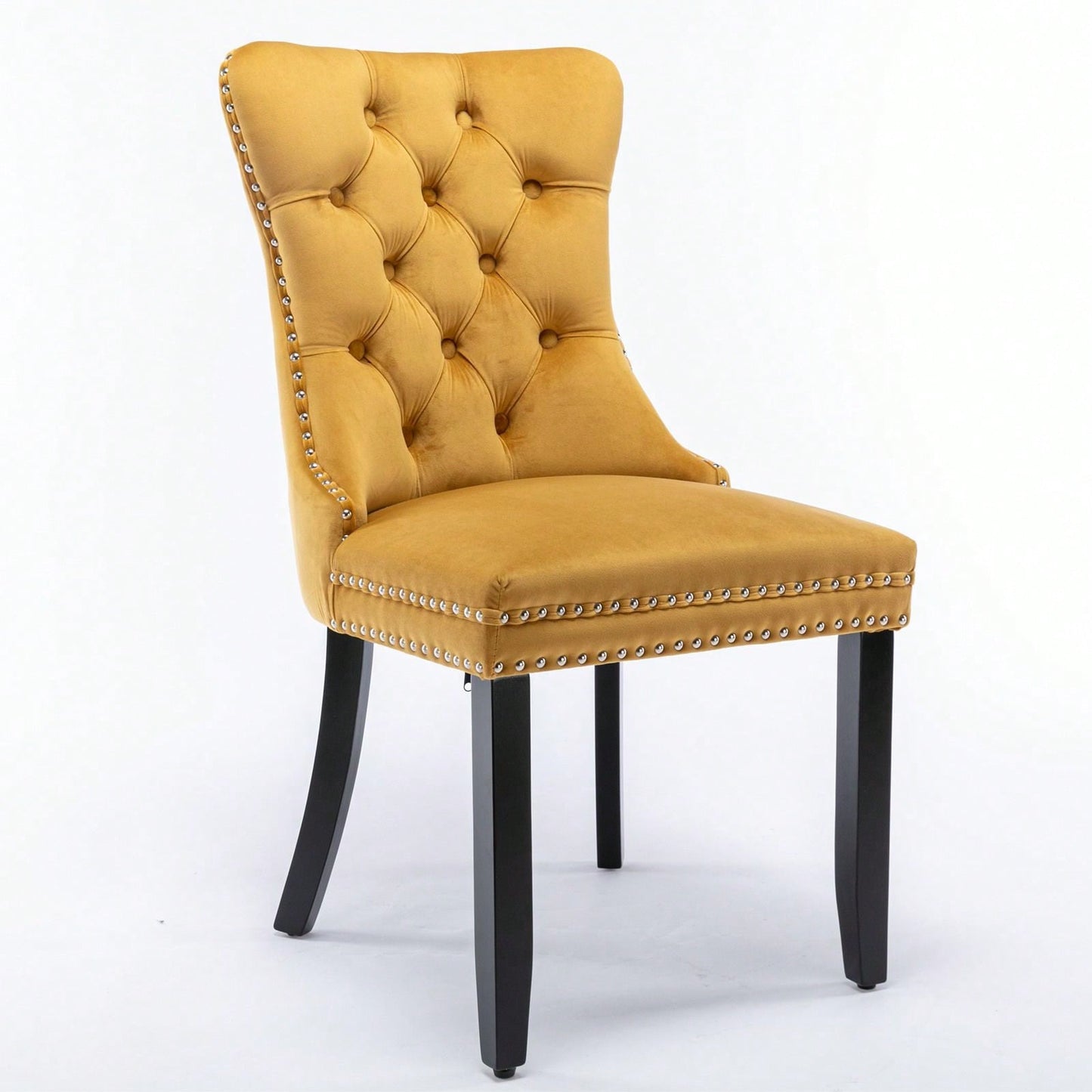 Set Of 2, Modern High-End Tufted Solid Wood Contemporary Velvet Upholstered Dining Chair With Wood Legs Nailhead Trim