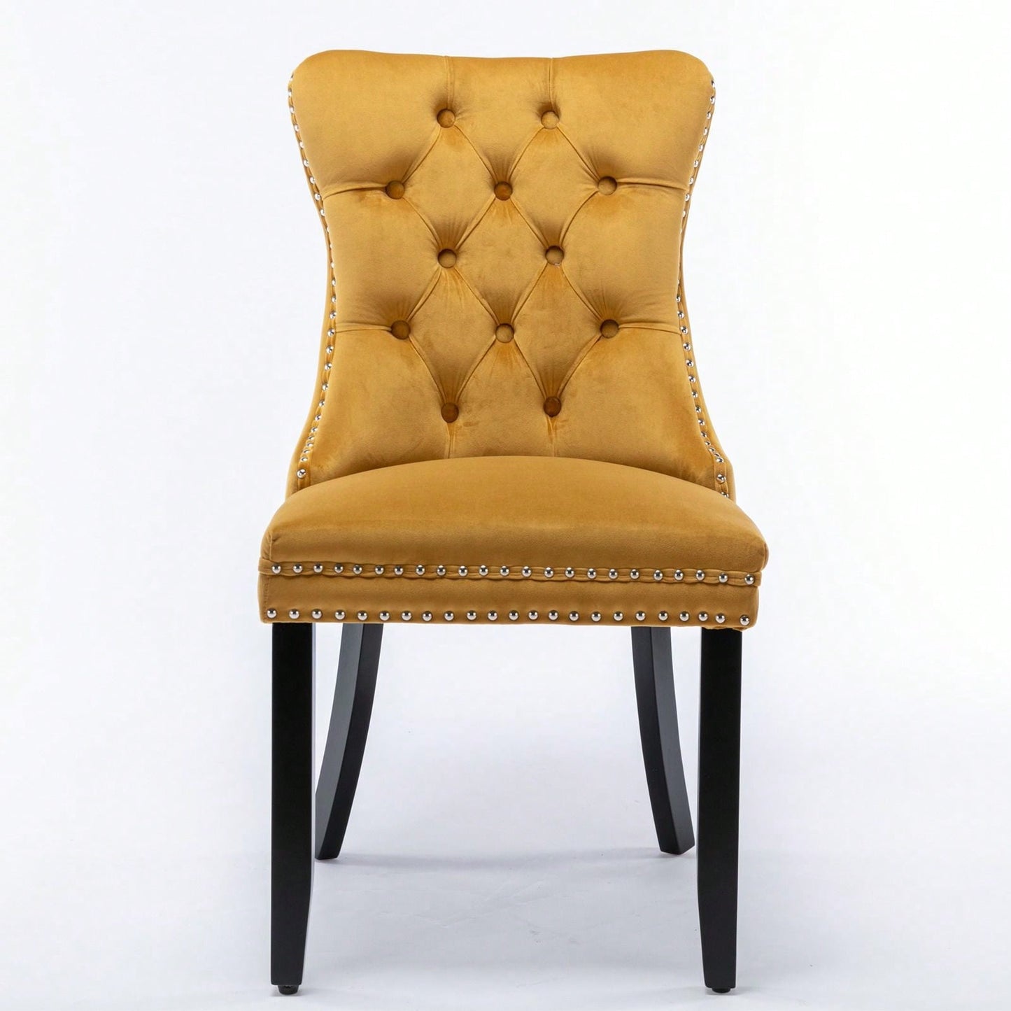 Set Of 2, Modern High-End Tufted Solid Wood Contemporary Velvet Upholstered Dining Chair With Wood Legs Nailhead Trim
