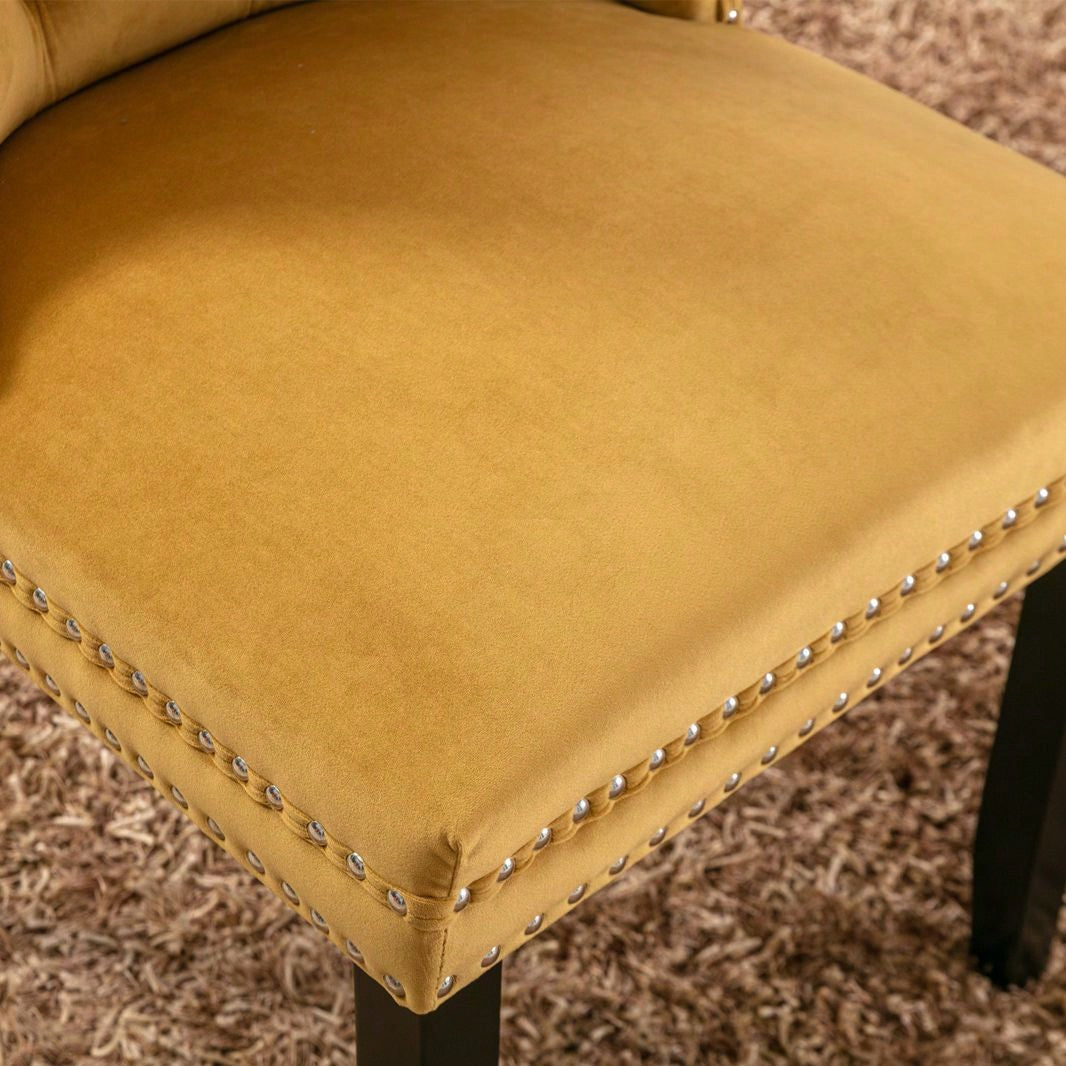 Set Of 2, Modern High-End Tufted Solid Wood Contemporary Velvet Upholstered Dining Chair With Wood Legs Nailhead Trim
