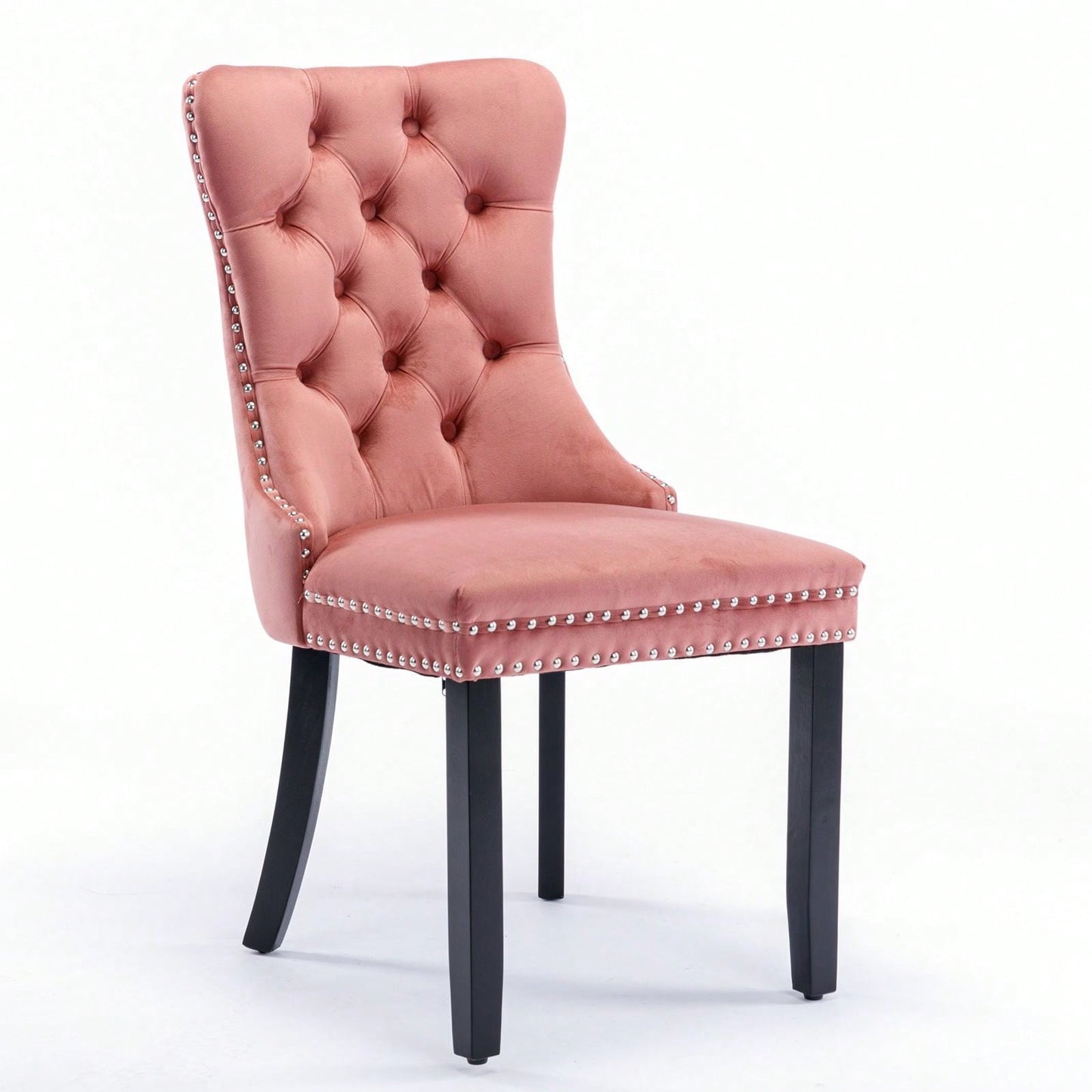 Set Of 2, Modern High-End Tufted Solid Wood Contemporary Velvet Upholstered Dining Chair With Wood Legs Nailhead Trim