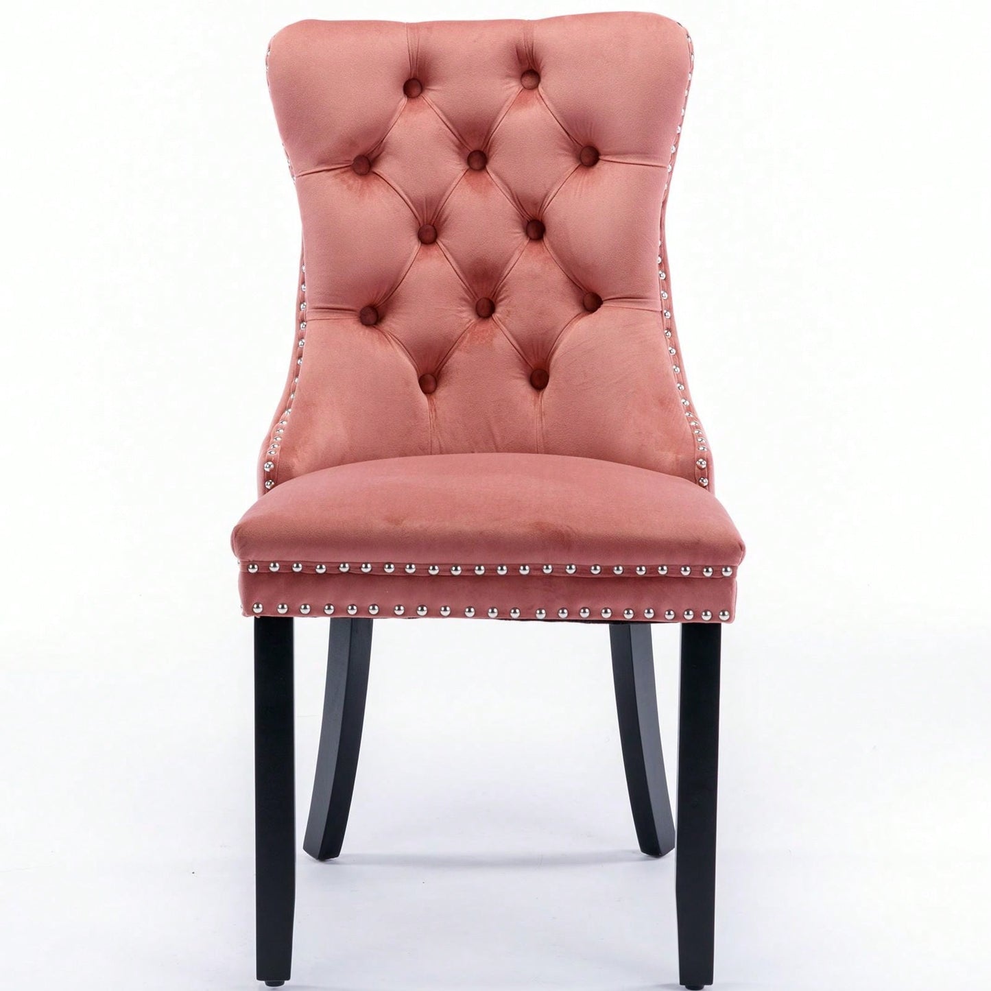 Set Of 2, Modern High-End Tufted Solid Wood Contemporary Velvet Upholstered Dining Chair With Wood Legs Nailhead Trim