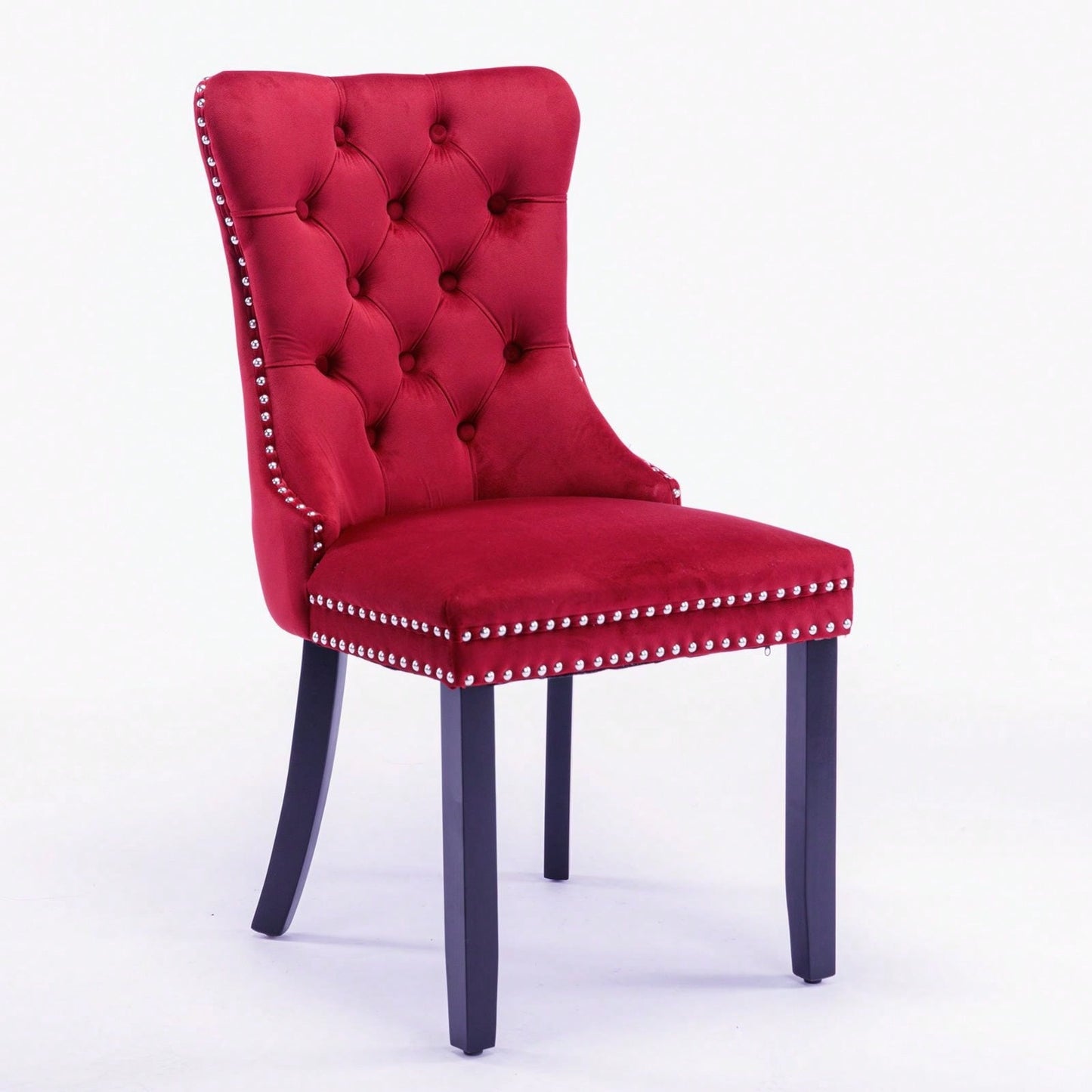 Set Of 2, Modern High-End Tufted Solid Wood Contemporary Velvet Upholstered Dining Chair With Wood Legs Nailhead Trim