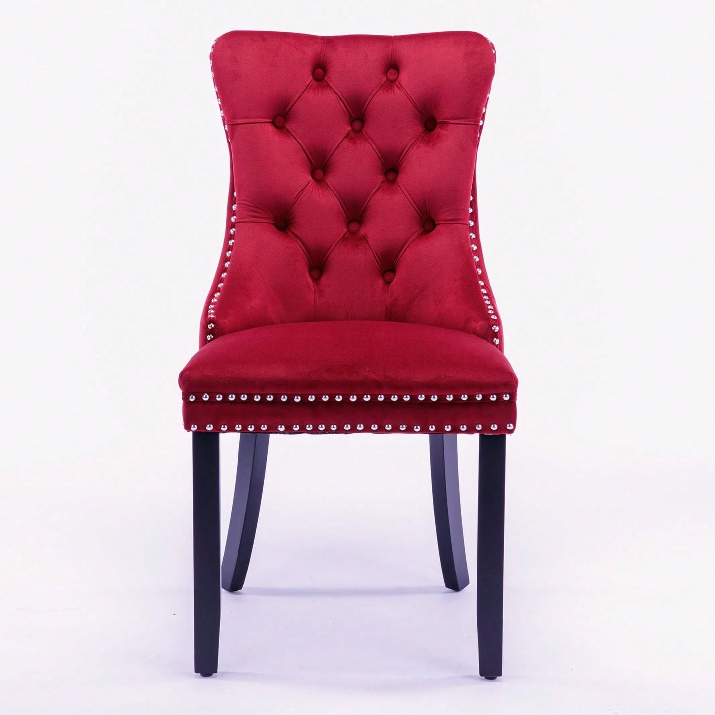 Set Of 2, Modern High-End Tufted Solid Wood Contemporary Velvet Upholstered Dining Chair With Wood Legs Nailhead Trim