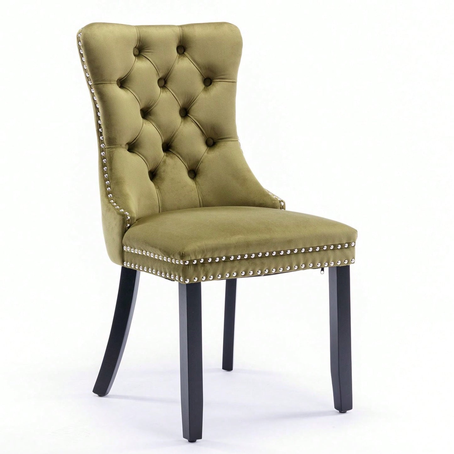 Set Of 2, Modern High-End Tufted Solid Wood Contemporary Velvet Upholstered Dining Chair With Wood Legs Nailhead Trim