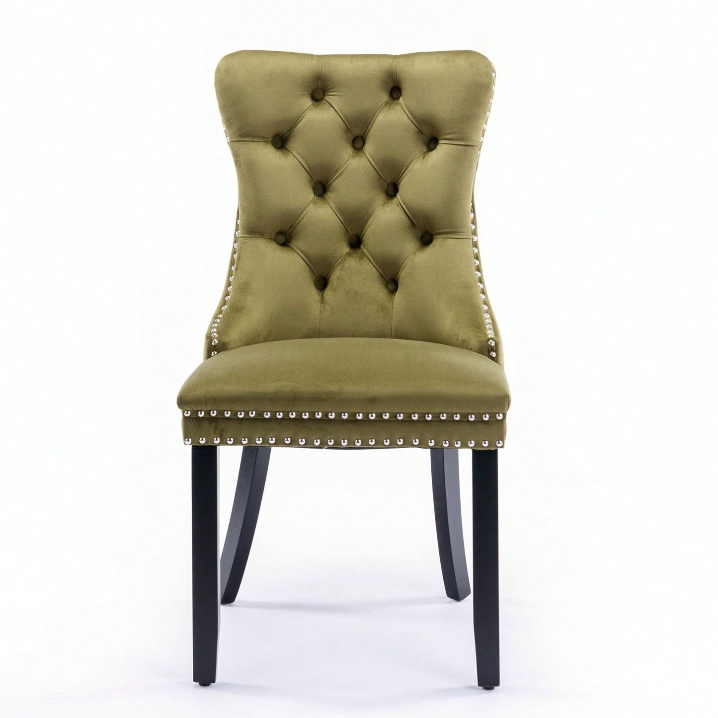 Set Of 2, Modern High-End Tufted Solid Wood Contemporary Velvet Upholstered Dining Chair With Wood Legs Nailhead Trim