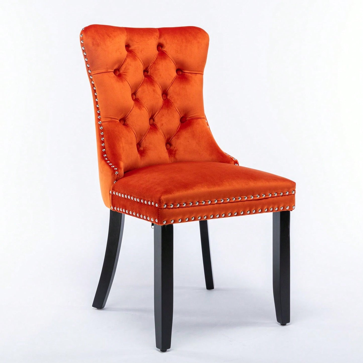 Set Of 2, Modern High-End Tufted Solid Wood Contemporary Velvet Upholstered Dining Chair With Wood Legs Nailhead Trim