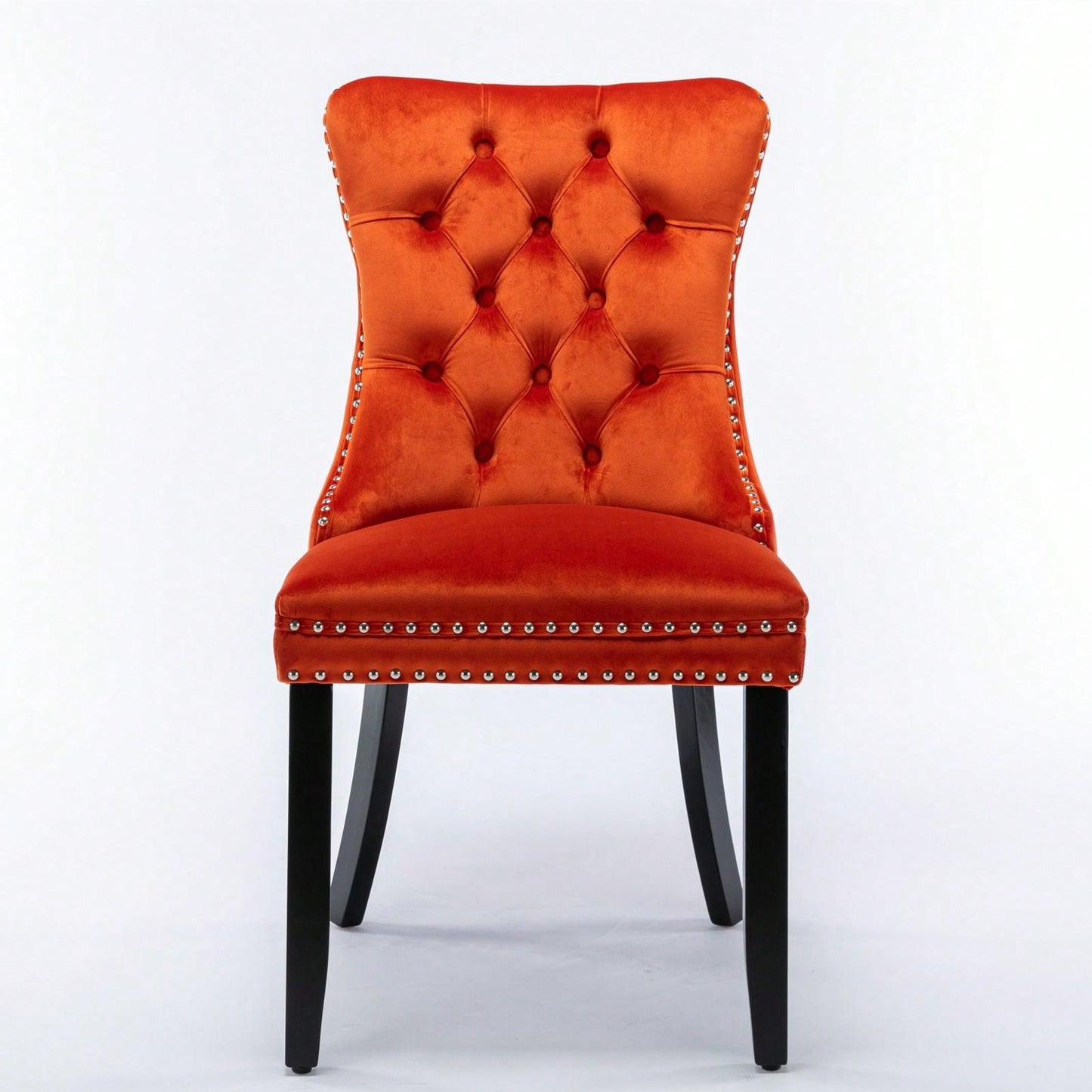 Set Of 2, Modern High-End Tufted Solid Wood Contemporary Velvet Upholstered Dining Chair With Wood Legs Nailhead Trim