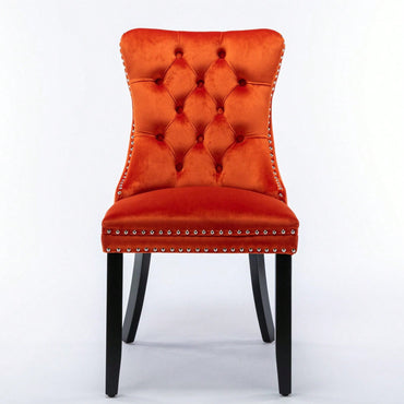 Set Of 2, Modern High-End Tufted Solid Wood Contemporary Velvet Upholstered Dining Chair With Wood Legs Nailhead Trim