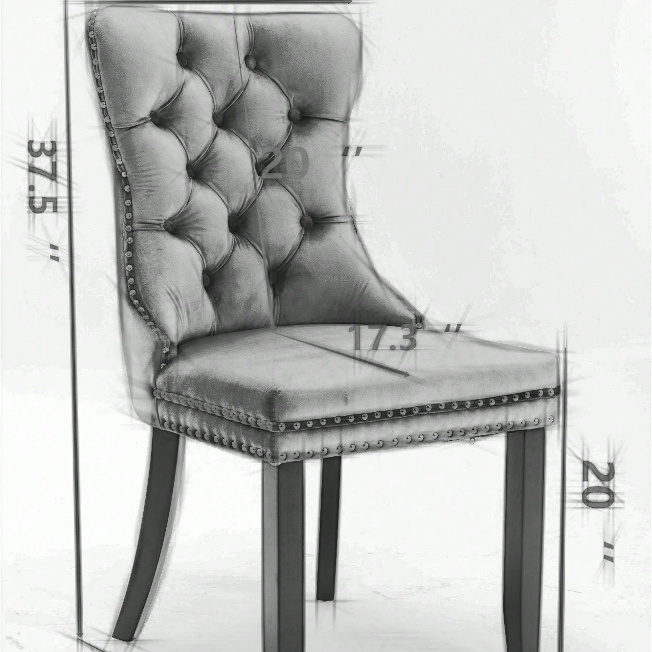 Set Of 2, Modern High-End Tufted Solid Wood Contemporary Velvet Upholstered Dining Chair With Wood Legs Nailhead Trim