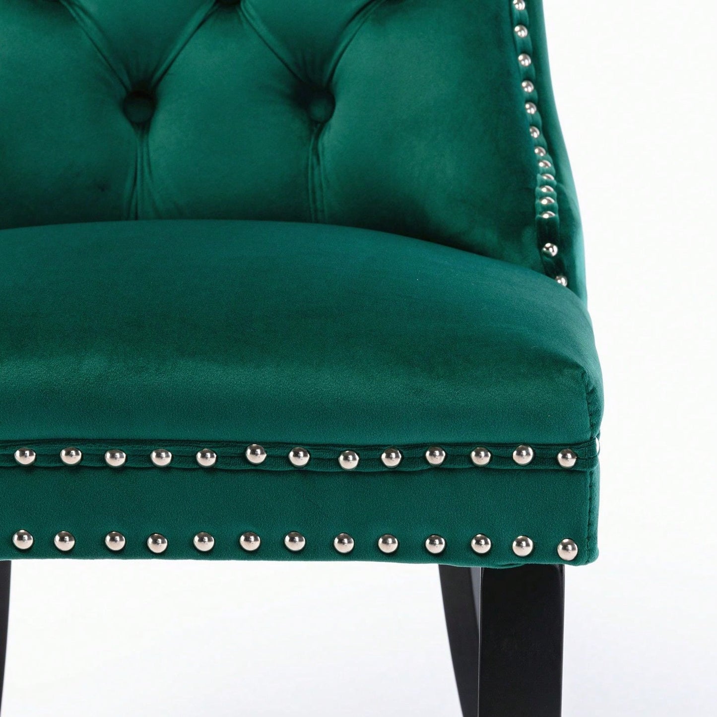Set Of 2, Modern High-End Tufted Solid Wood Contemporary Velvet Upholstered Dining Chair With Wood Legs Nailhead Trim