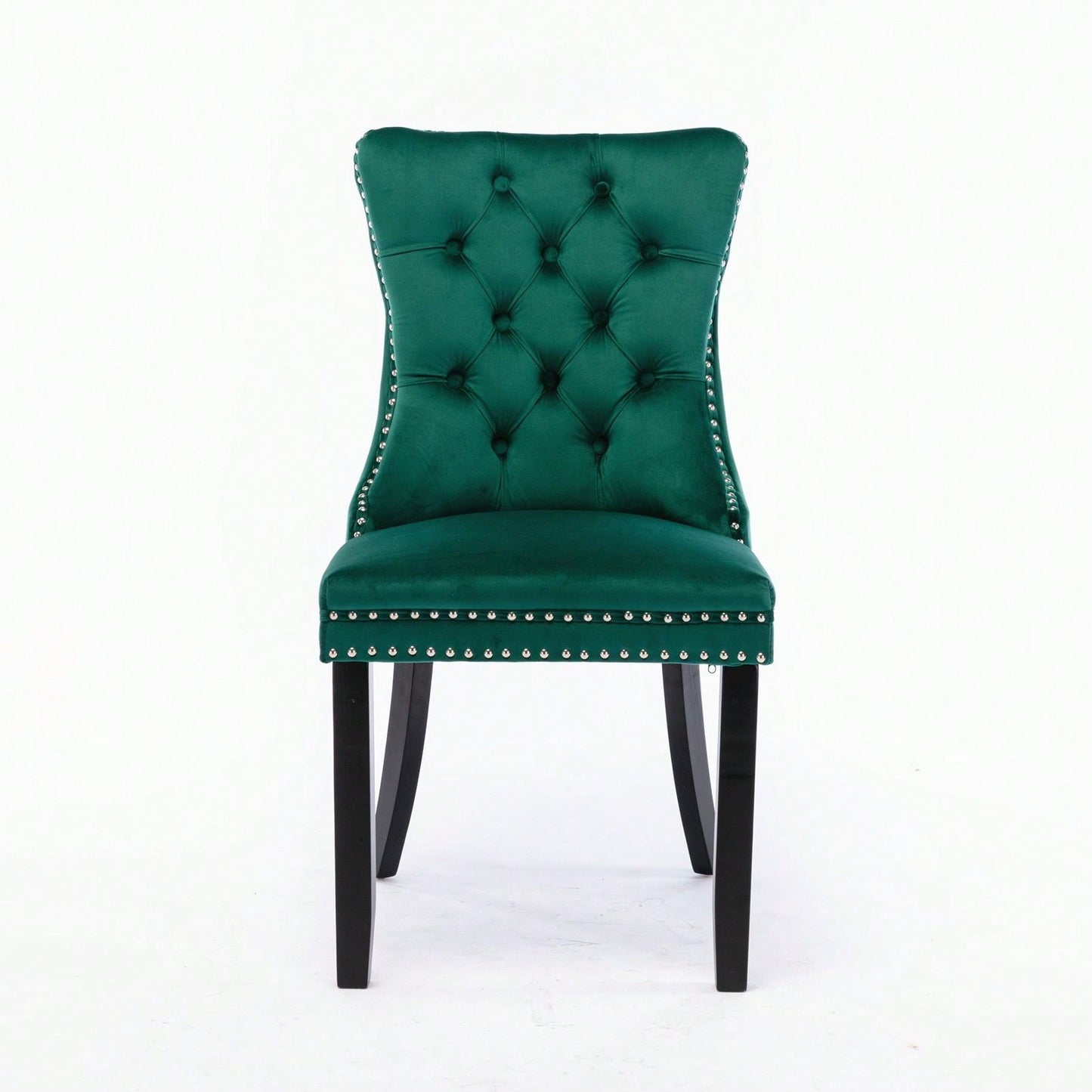 Set Of 2, Modern High-End Tufted Solid Wood Contemporary Velvet Upholstered Dining Chair With Wood Legs Nailhead Trim