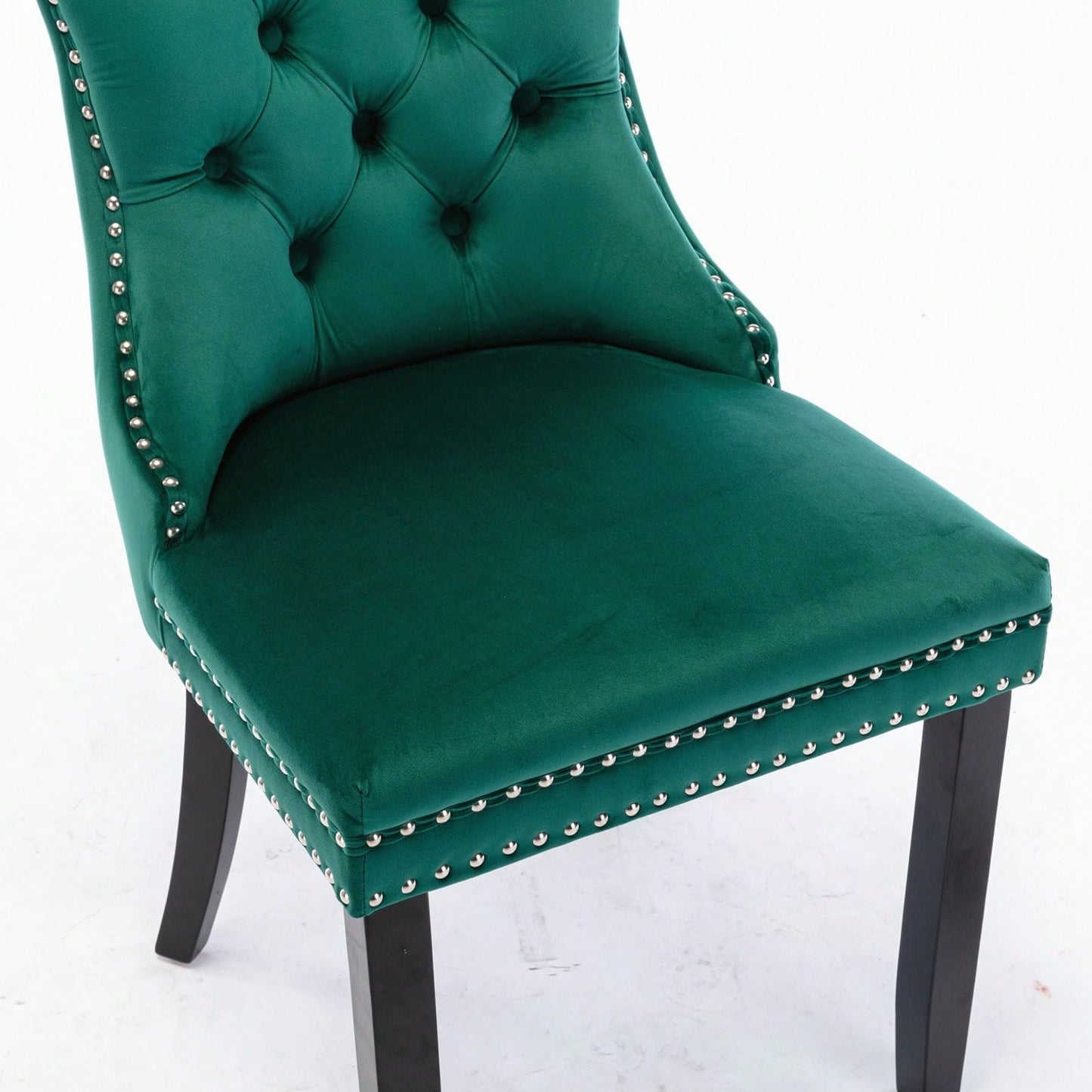 Set Of 2, Modern High-End Tufted Solid Wood Contemporary Velvet Upholstered Dining Chair With Wood Legs Nailhead Trim