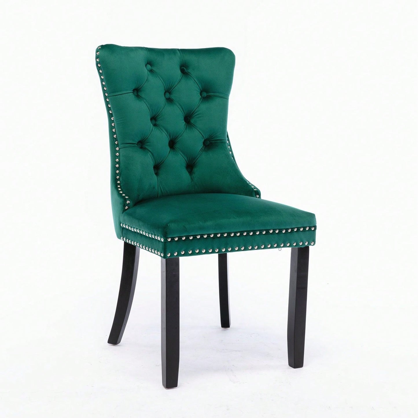 Set Of 2, Modern High-End Tufted Solid Wood Contemporary Velvet Upholstered Dining Chair With Wood Legs Nailhead Trim
