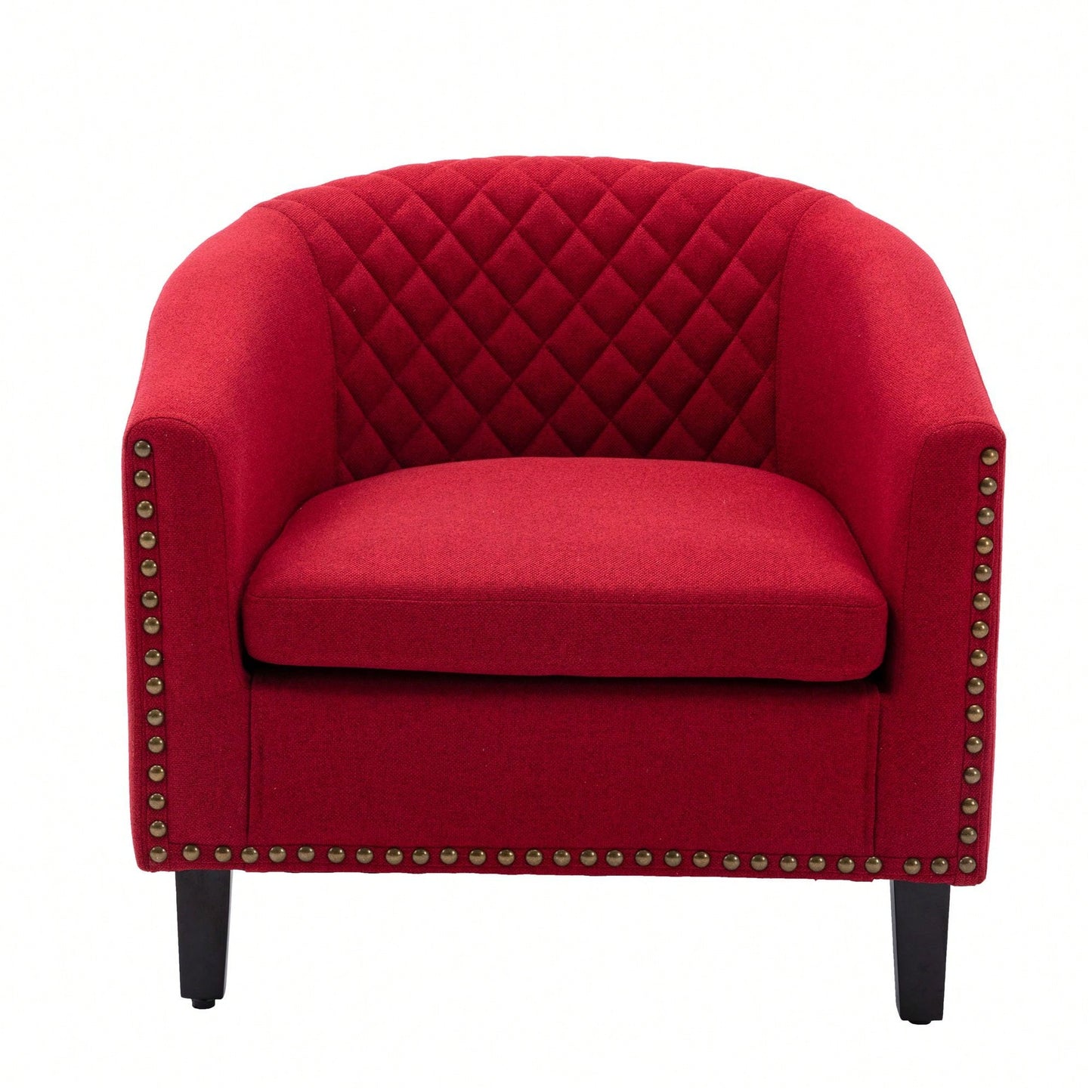 Barrel Chair Living Room Chair With Nailheads And Solid Wood Legs Linen