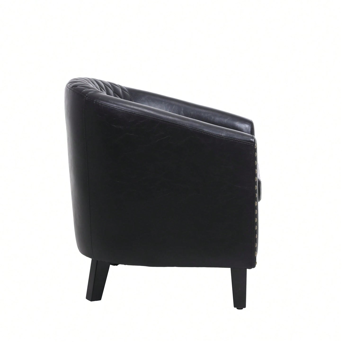 Barrel Chair Living Room Chair With Nailheads And Solid Wood Legs Linen