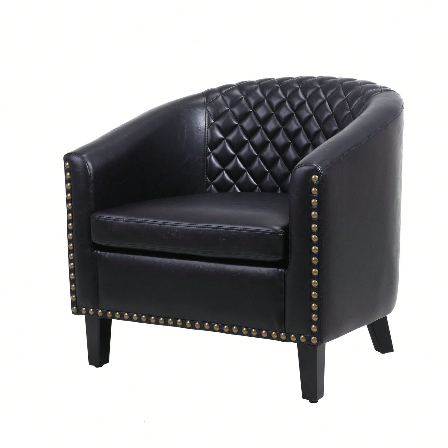 Barrel Chair Living Room Chair With Nailheads And Solid Wood Legs Linen