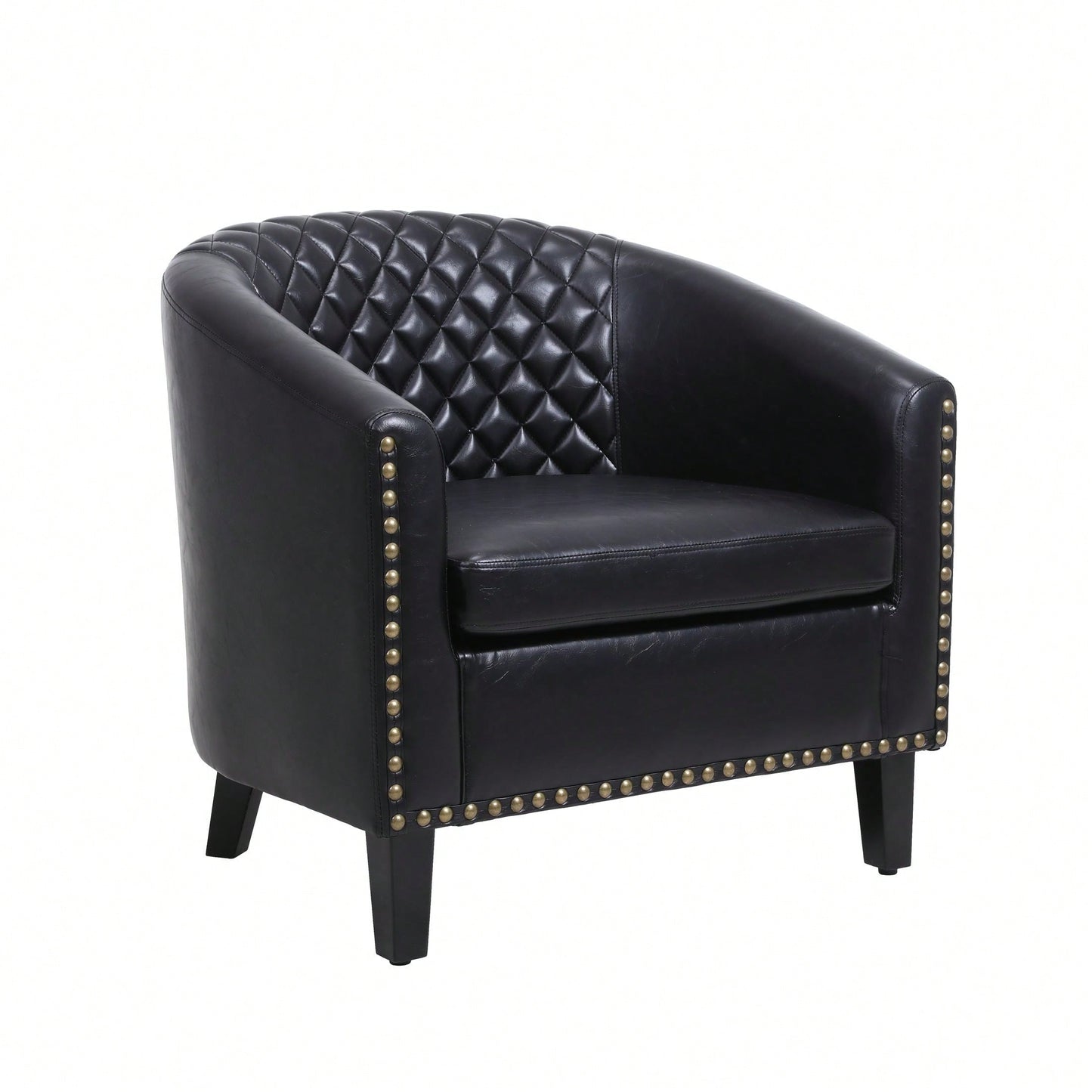 Barrel Chair Living Room Chair With Nailheads And Solid Wood Legs Linen