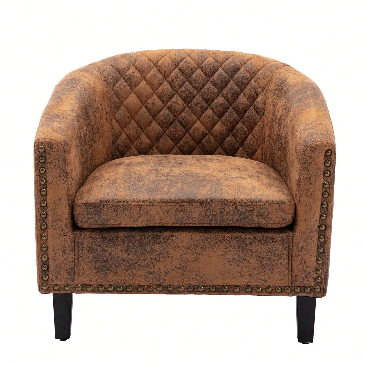 Barrel Chair Living Room Chair With Nailheads And Solid Wood Legs Linen