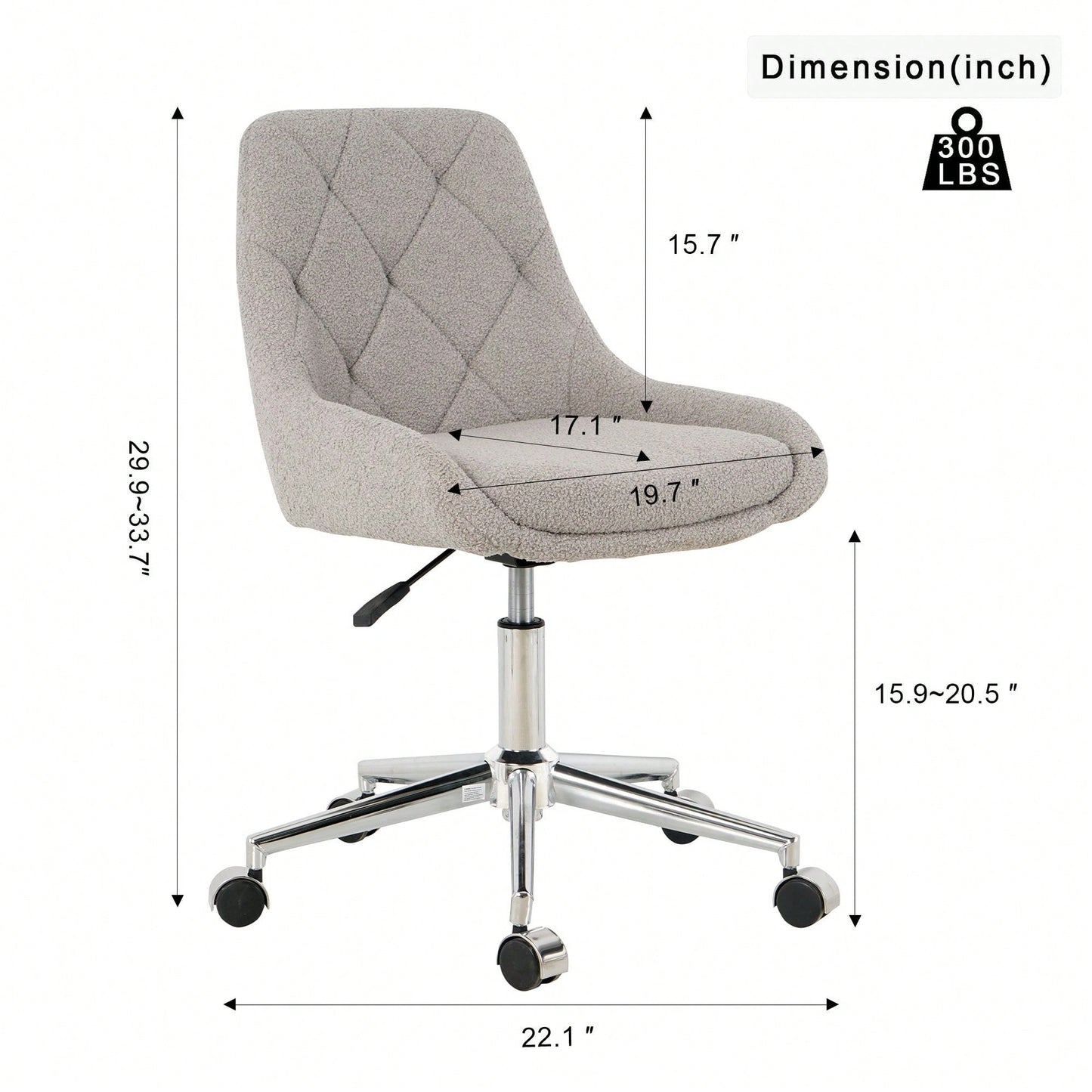 Modern Teddy Fleece Dining Chair with Chrome Legs Adjustable Height Soft Comfortable Space Saving Design