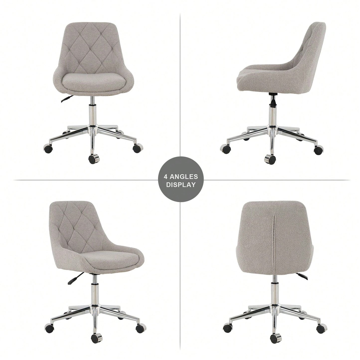 Modern Teddy Fleece Dining Chair with Chrome Legs Adjustable Height Soft Comfortable Space Saving Design