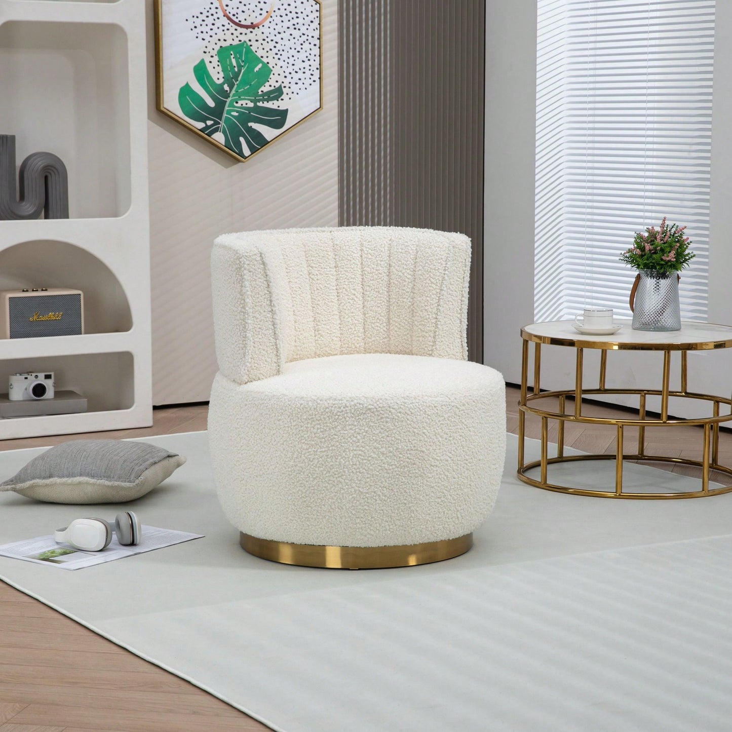 360 Degree Swivel Velvet Cuddle Barrel Chair for Living Room Bedroom Office Comfortable Accent Seating