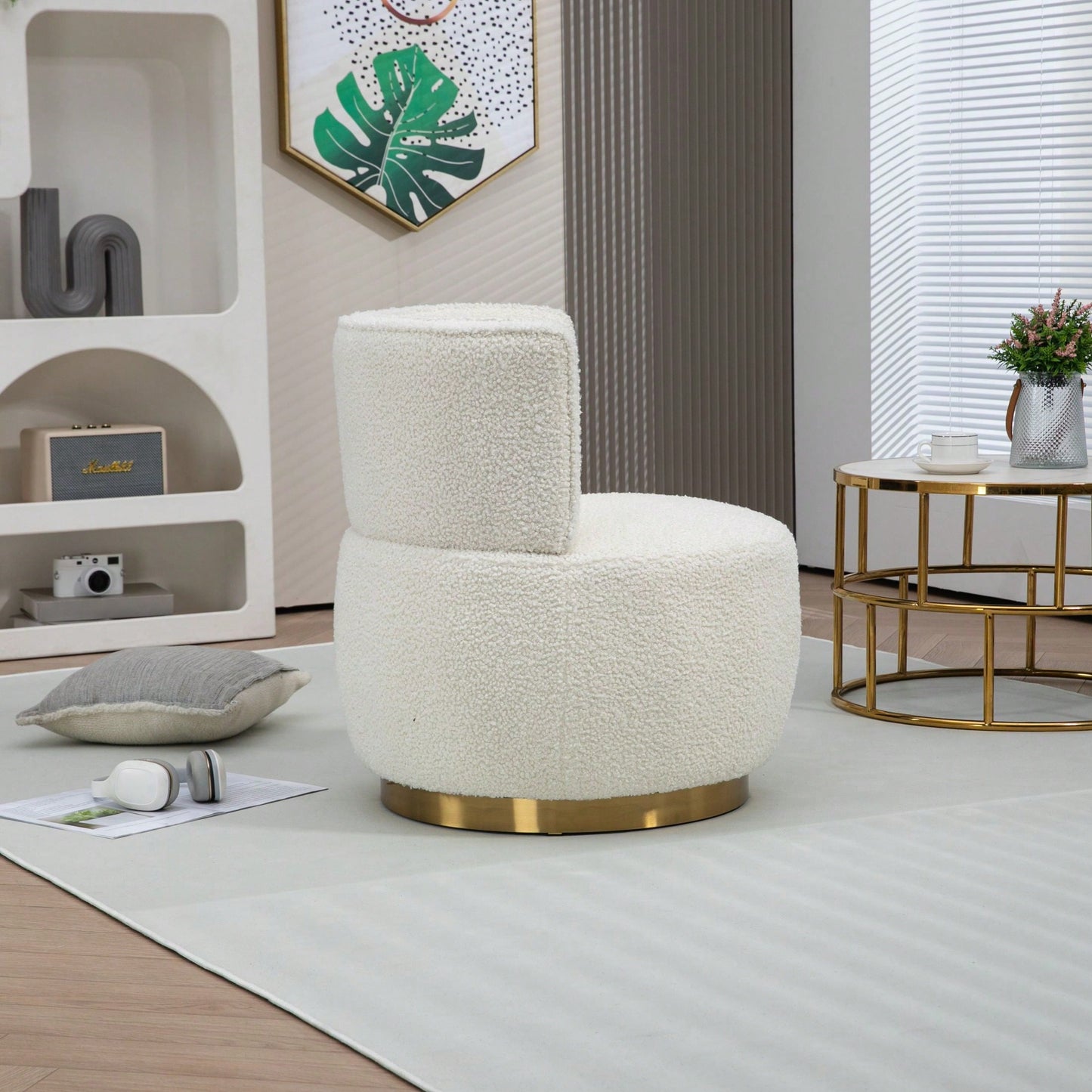 360 Degree Swivel Velvet Cuddle Barrel Chair for Living Room Bedroom Office Comfortable Accent Seating