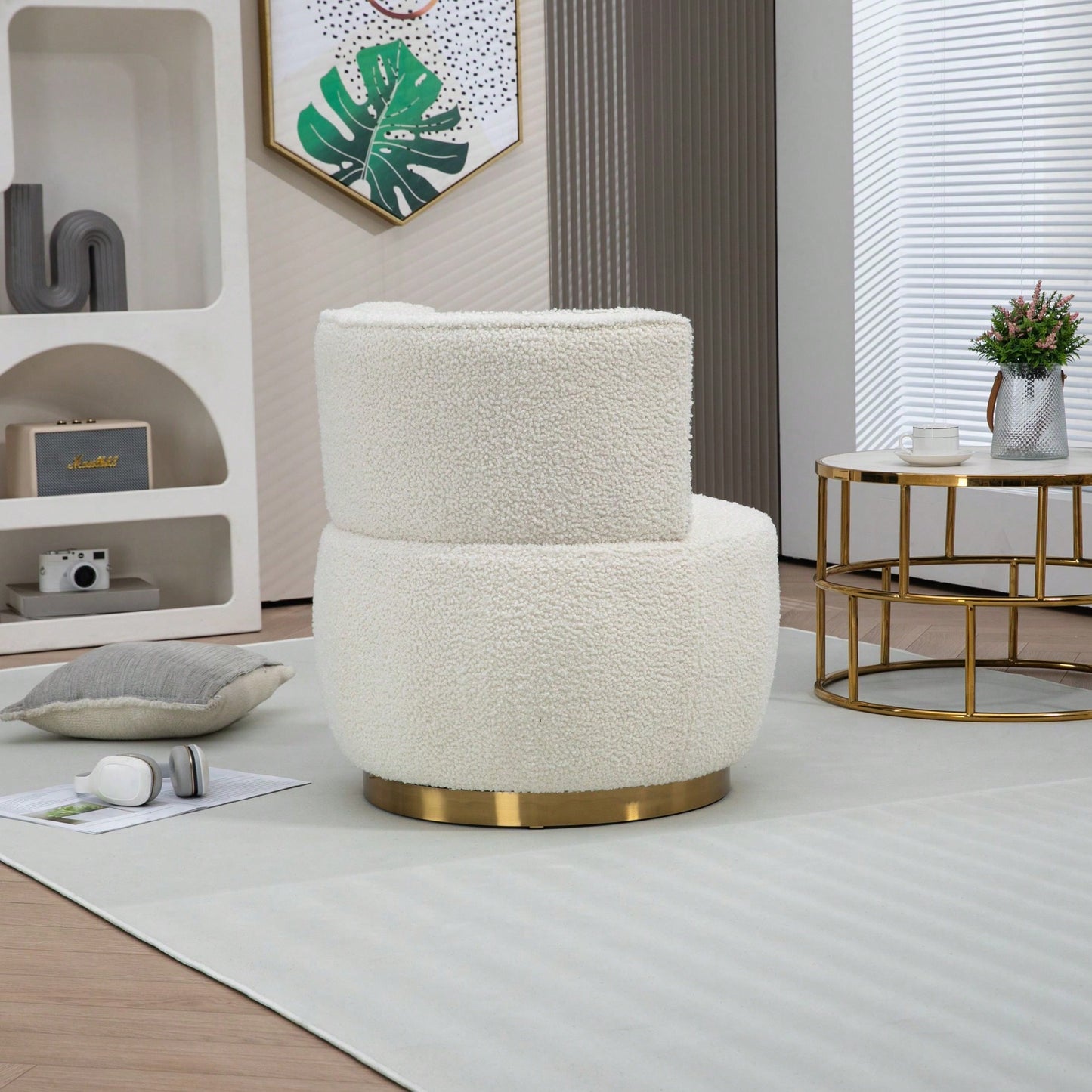 360 Degree Swivel Velvet Cuddle Barrel Chair for Living Room Bedroom Office Comfortable Accent Seating