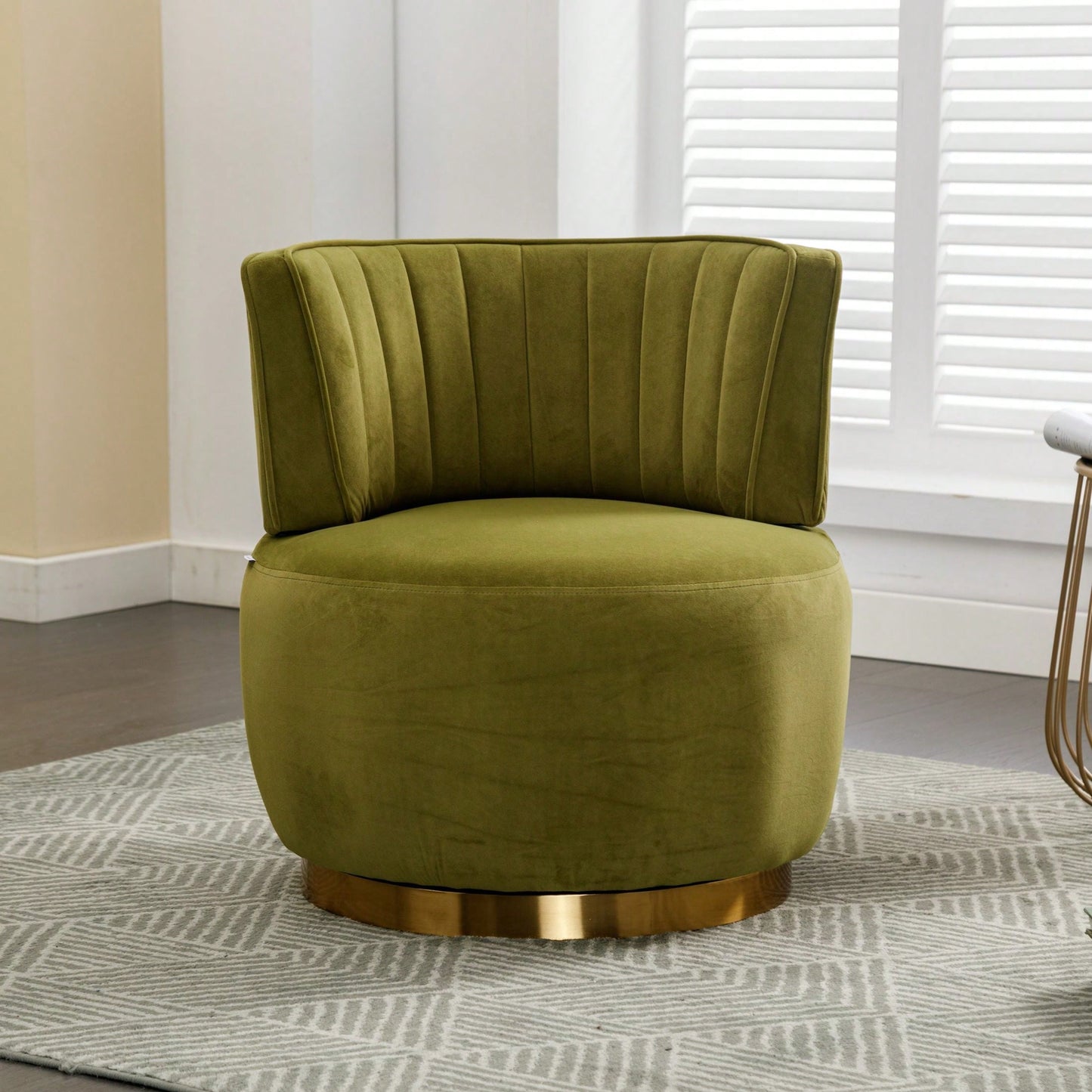 360 Degree Swivel Velvet Cuddle Barrel Chair for Living Room Bedroom Office Comfortable Accent Seating
