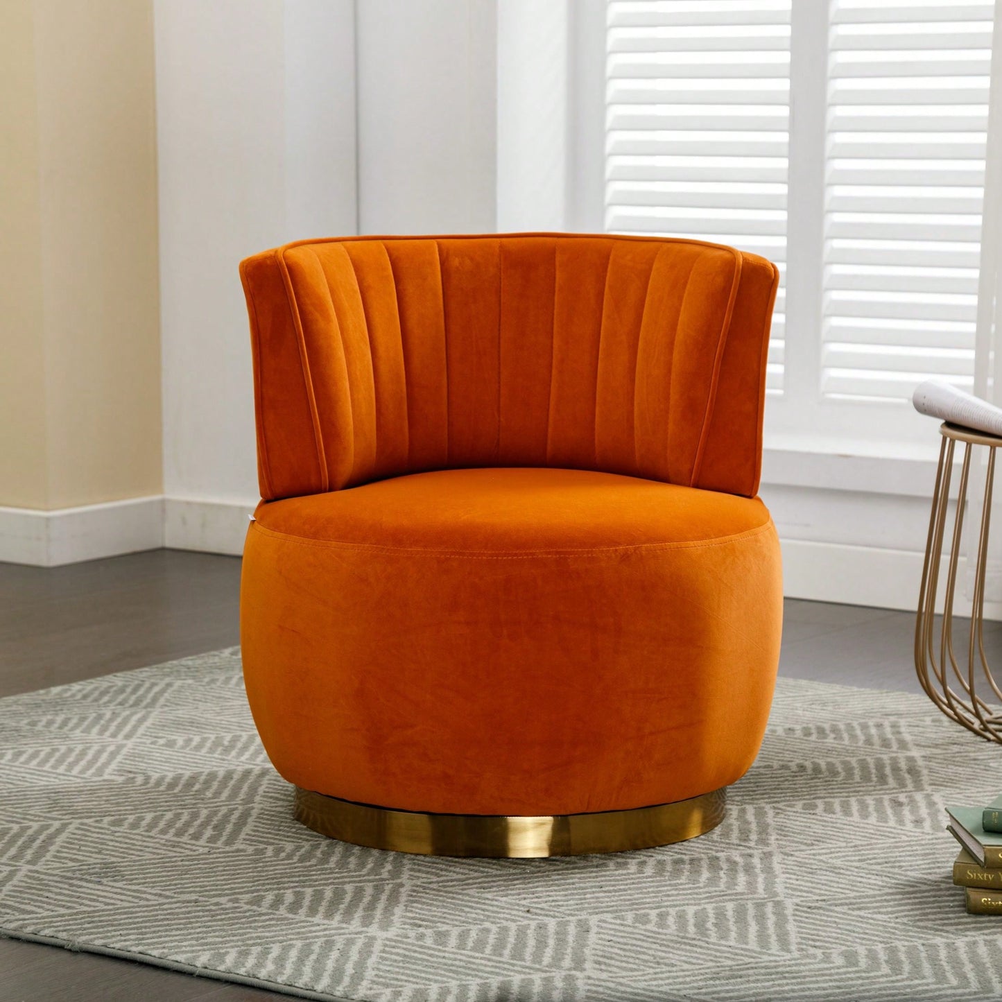 360 Degree Swivel Velvet Cuddle Barrel Chair for Living Room Bedroom Office Comfortable Accent Seating
