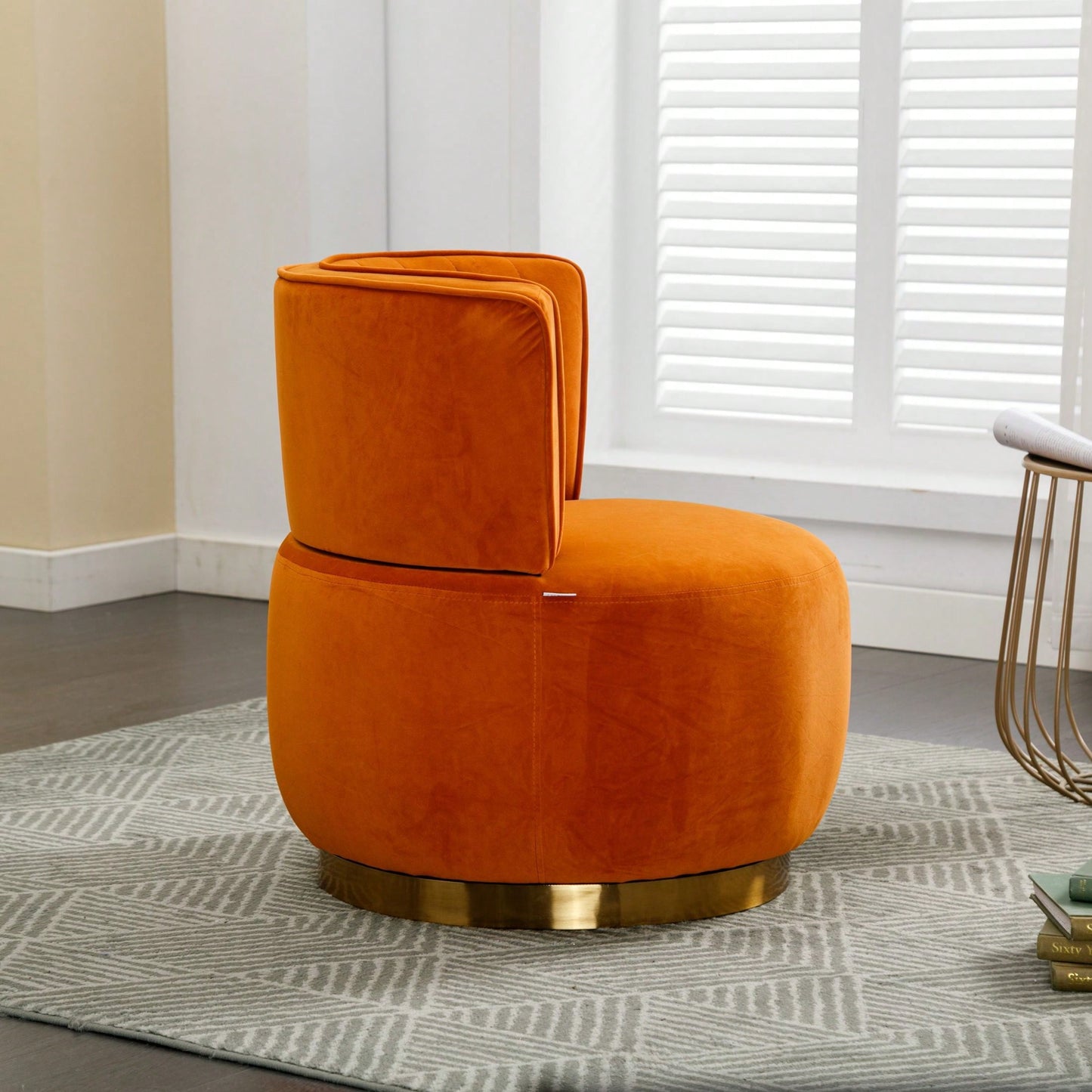 360 Degree Swivel Velvet Cuddle Barrel Chair for Living Room Bedroom Office Comfortable Accent Seating