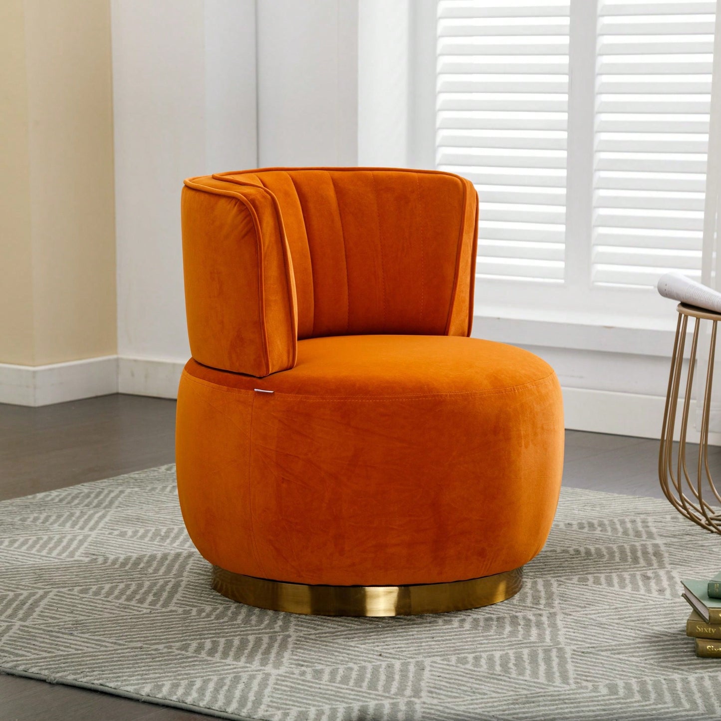 360 Degree Swivel Velvet Cuddle Barrel Chair for Living Room Bedroom Office Comfortable Accent Seating
