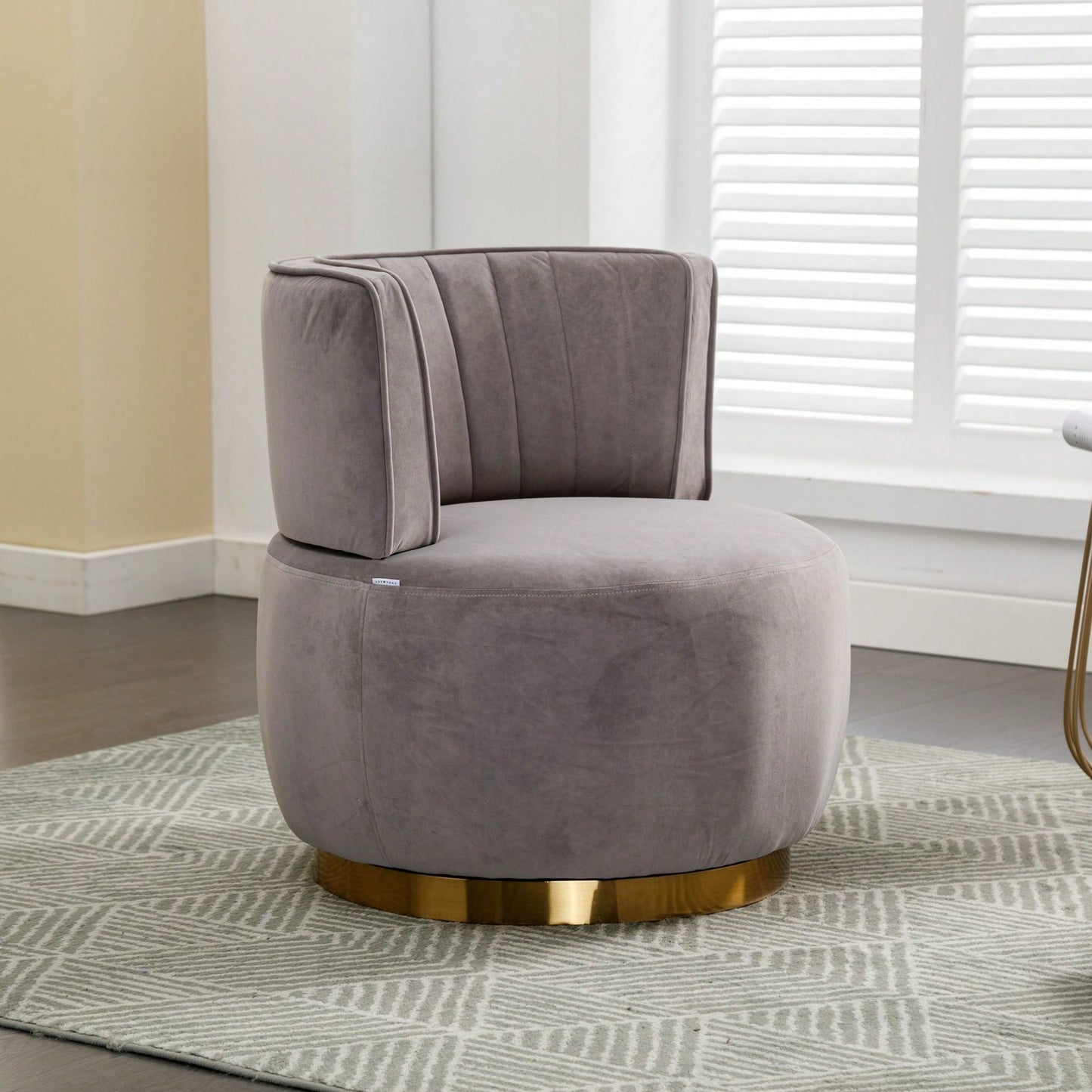360 Degree Swivel Velvet Cuddle Barrel Chair for Living Room Bedroom Office Comfortable Accent Seating