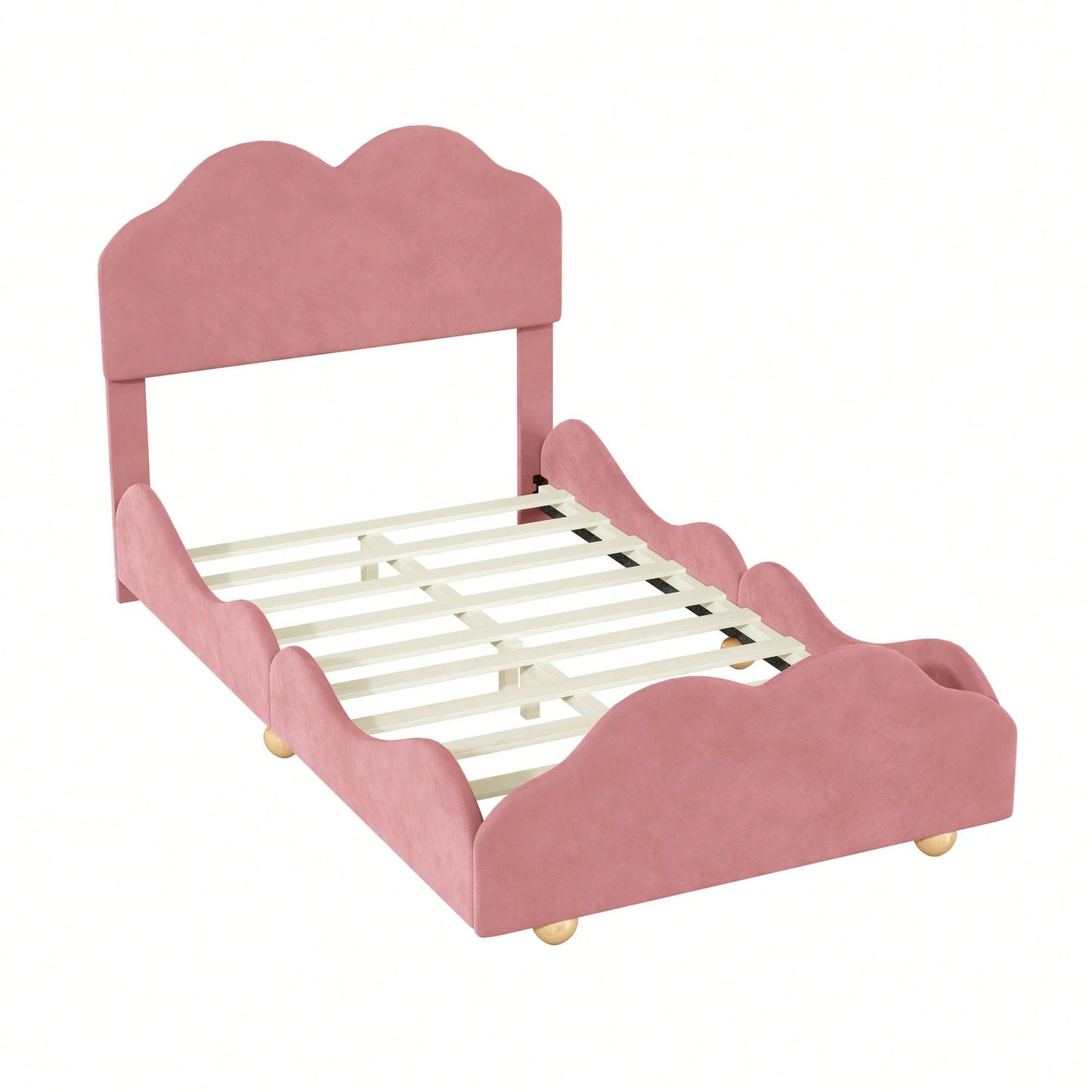 Twin Size Cloudscape Scalloped Upholstered Bed