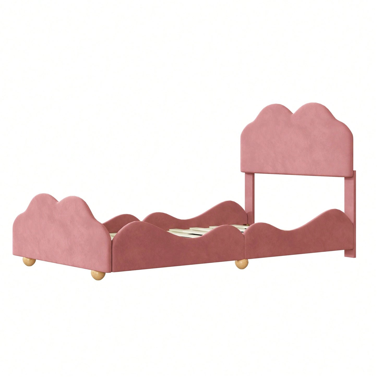 Twin Size Cloudscape Scalloped Upholstered Bed