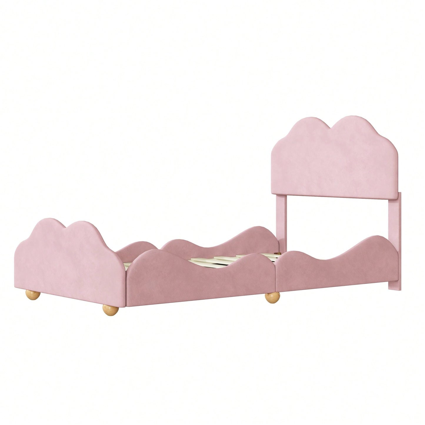 Twin Size Cloudscape Scalloped Upholstered Bed