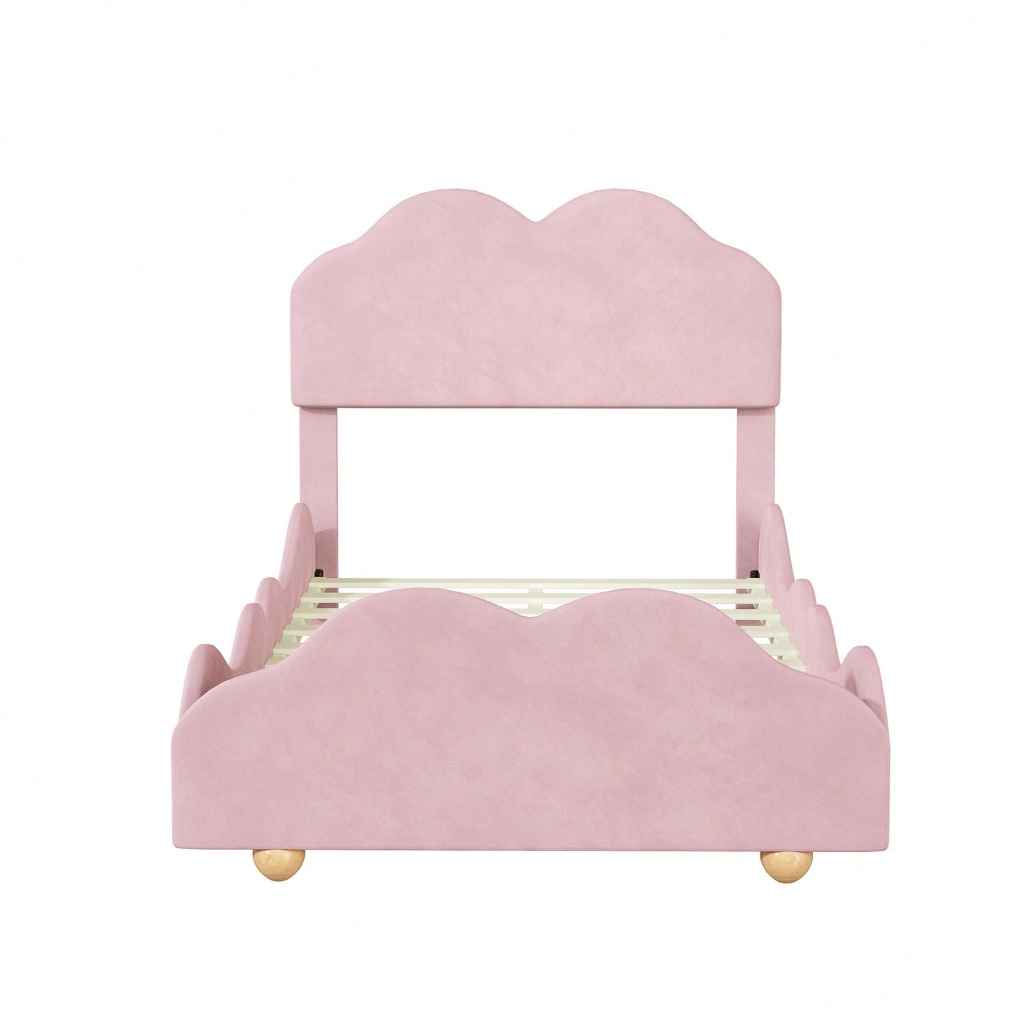 Twin Size Cloudscape Scalloped Upholstered Bed