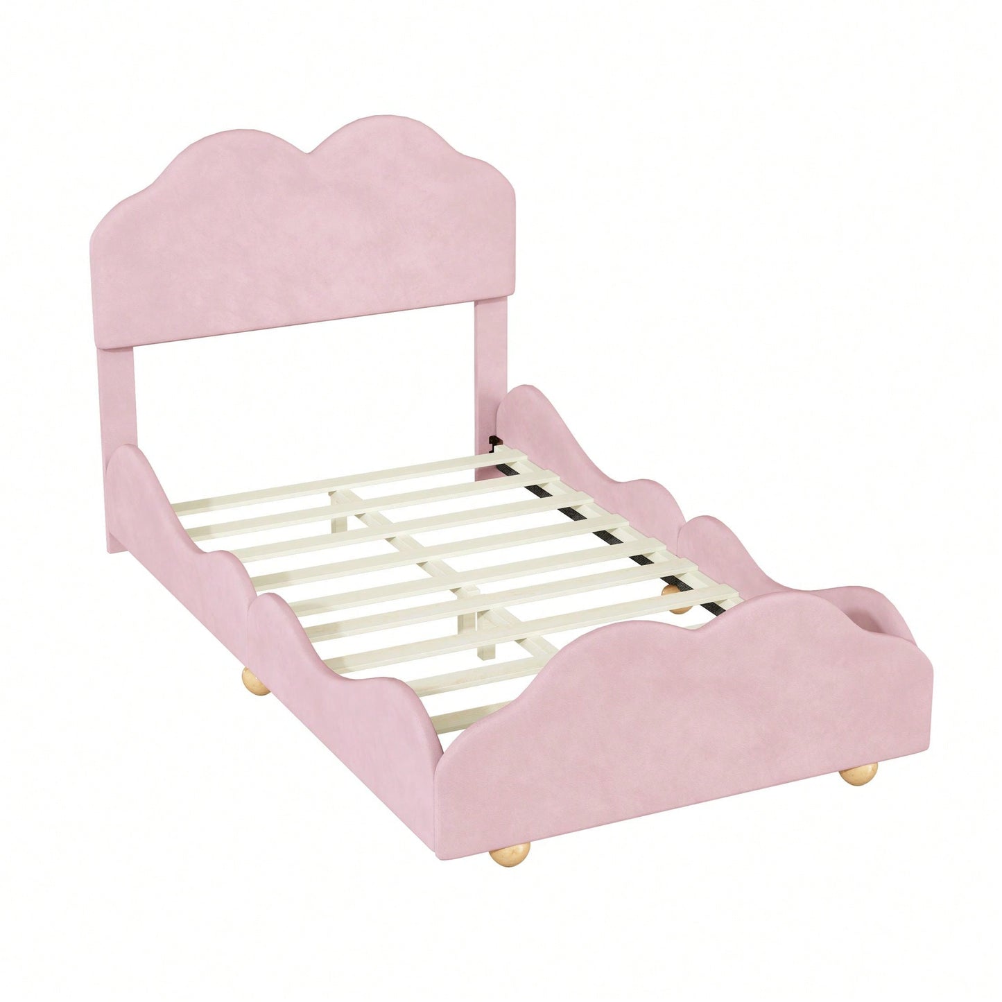 Twin Size Cloudscape Scalloped Upholstered Bed
