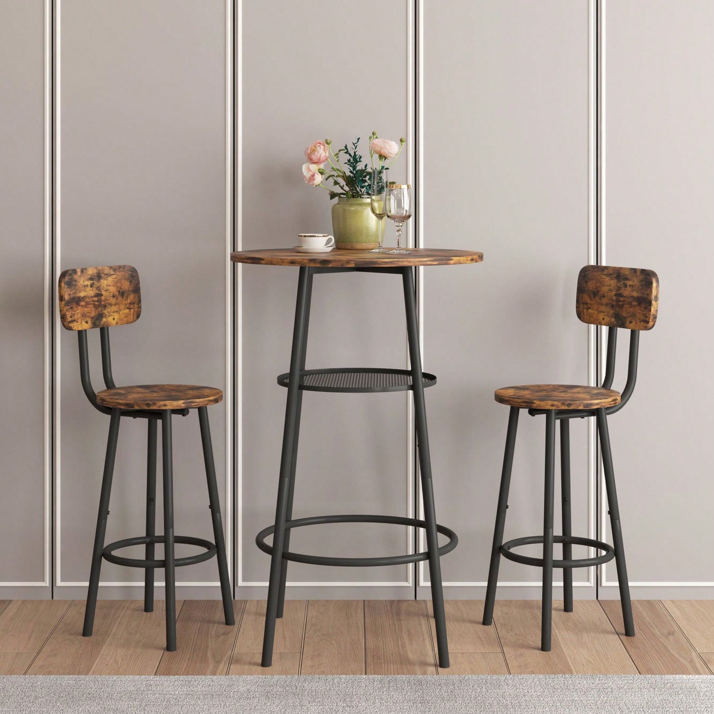 Stylish Counter Height Table Set With Stools