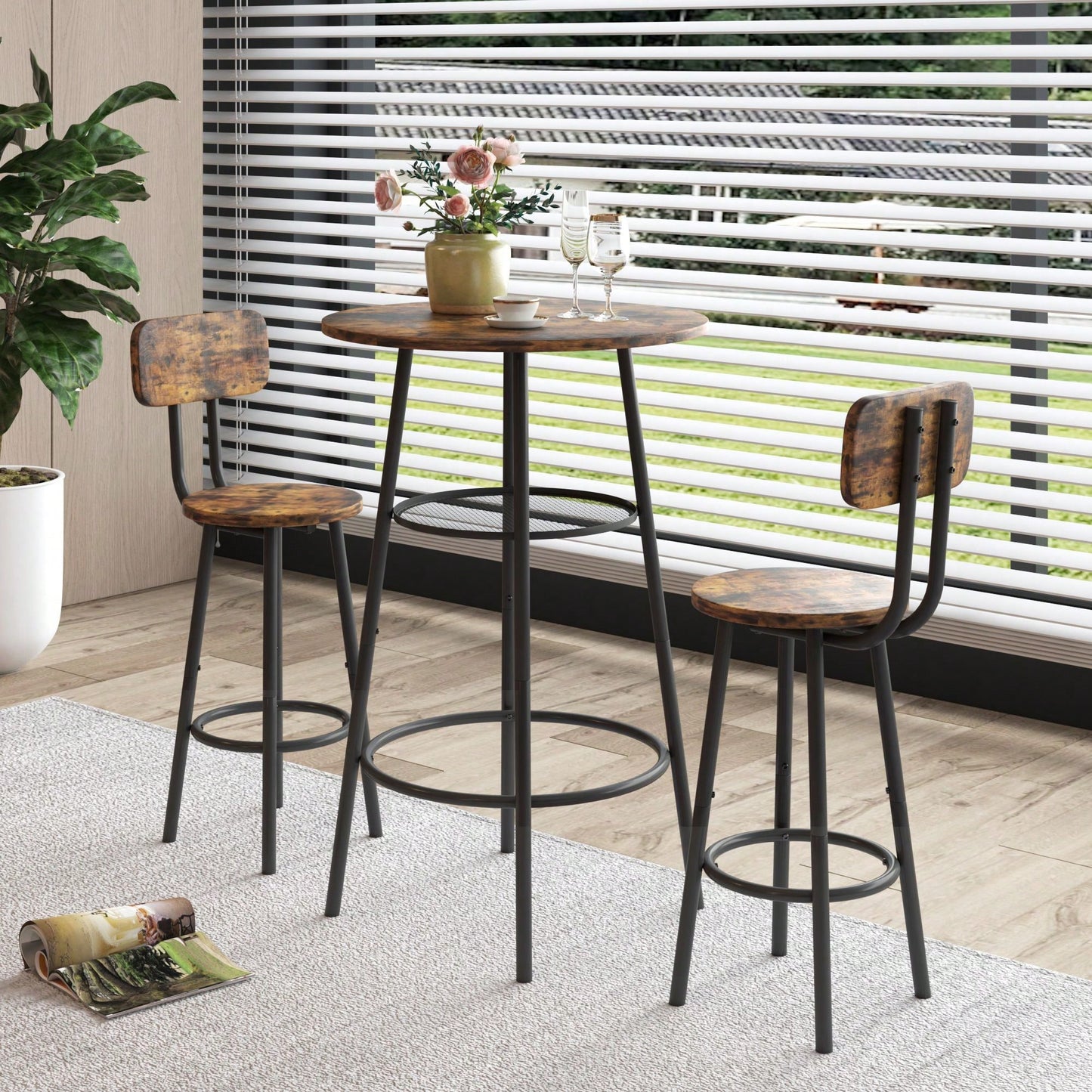 Stylish Counter Height Table Set With Stools