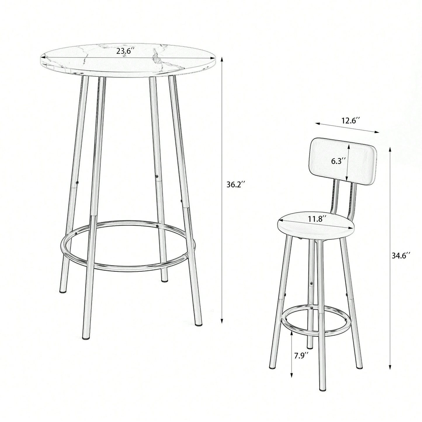 Stylish Counter Height Table Set With Stools
