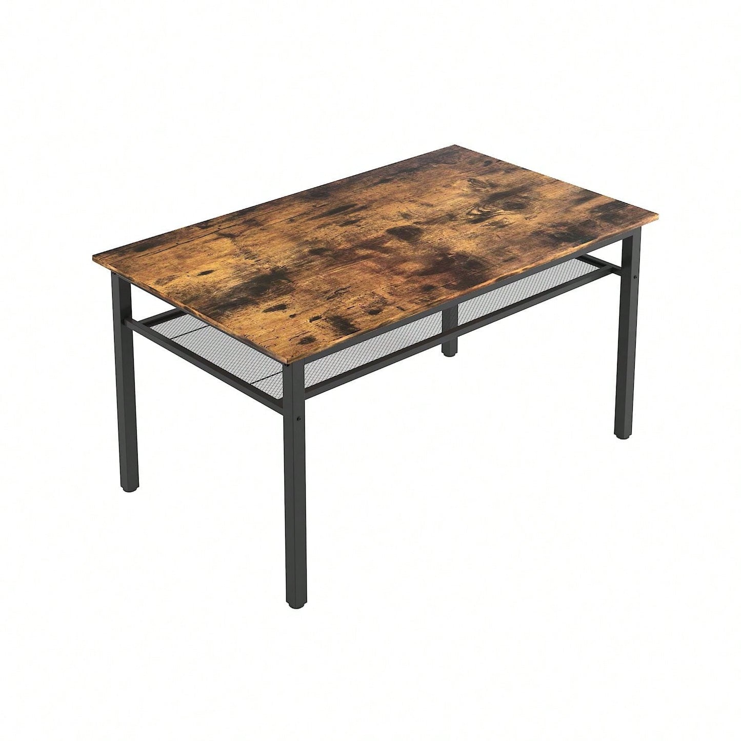 3 Pieces Farmhouse Kitchen Table Set With Two Benches, Metal Frame And MDF Board