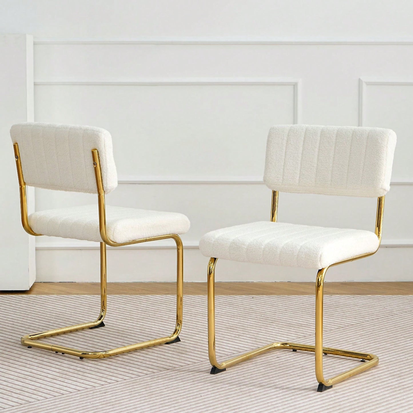 Set Of 2, Modern Simple Light Luxury Dining Chair Home Bedroom Stool Back Dressing Chair Student Desk Chair Gold Metal Legs