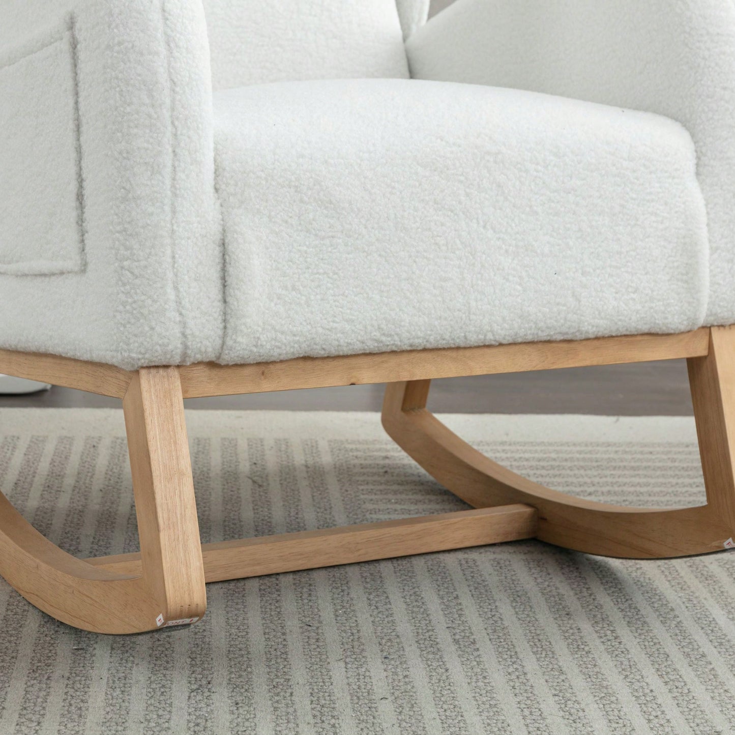 Teddy Fabric Rocking Chair With Packet Wood Legs