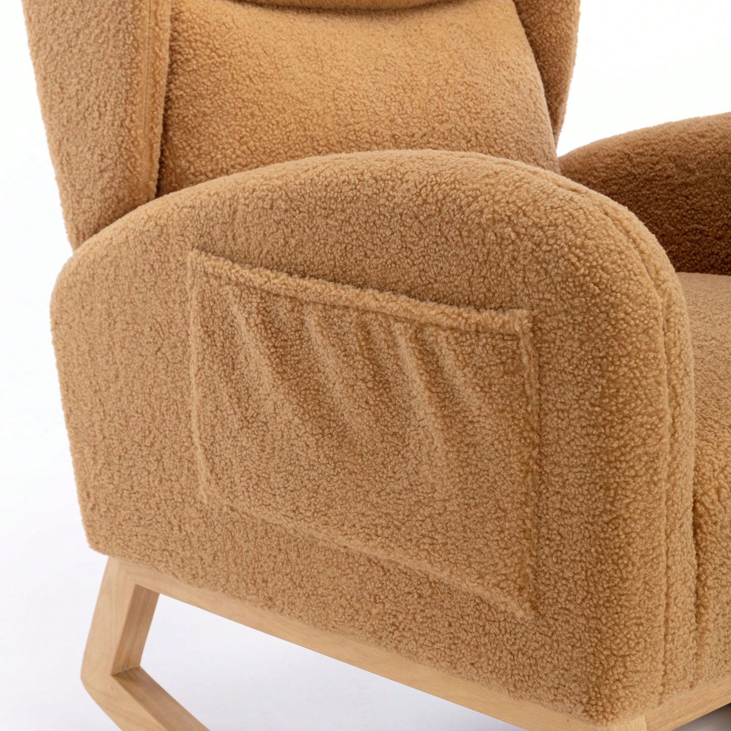 Teddy Fabric Rocking Chair With Packet Wood Legs