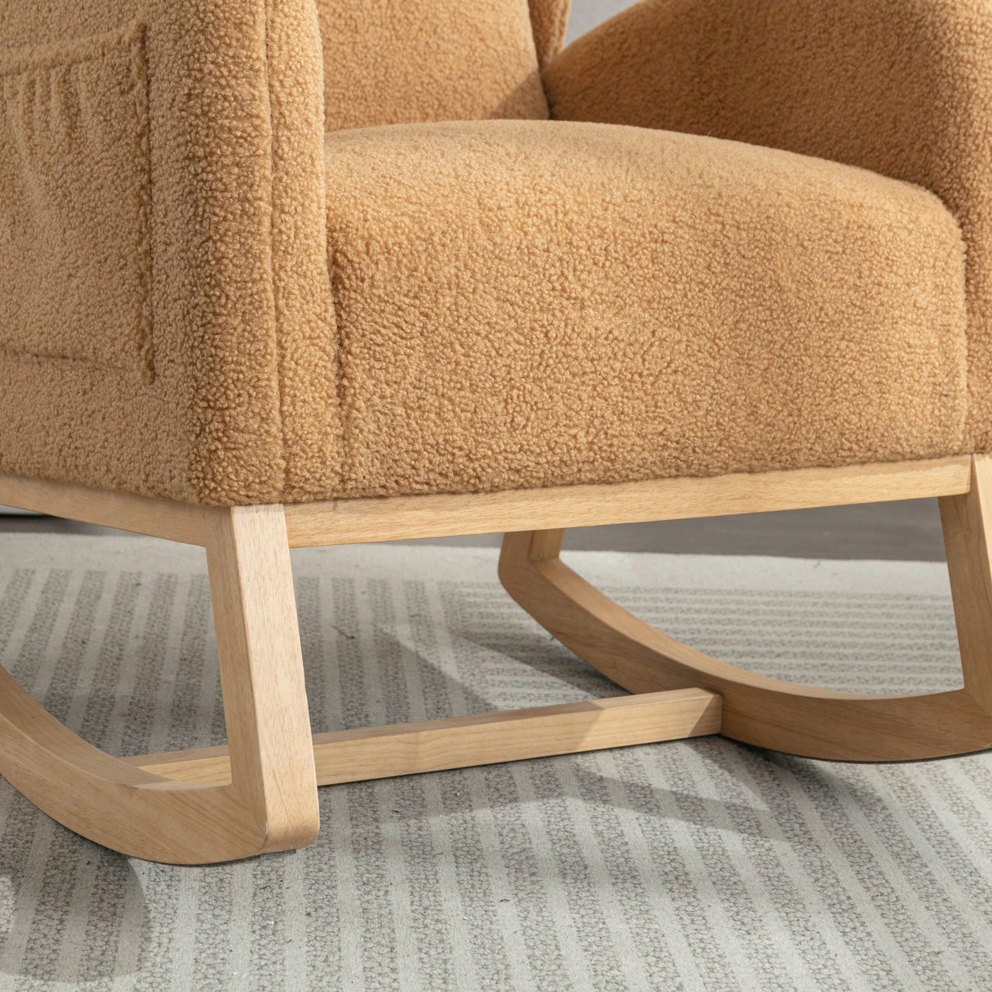 Teddy Fabric Rocking Chair With Packet Wood Legs