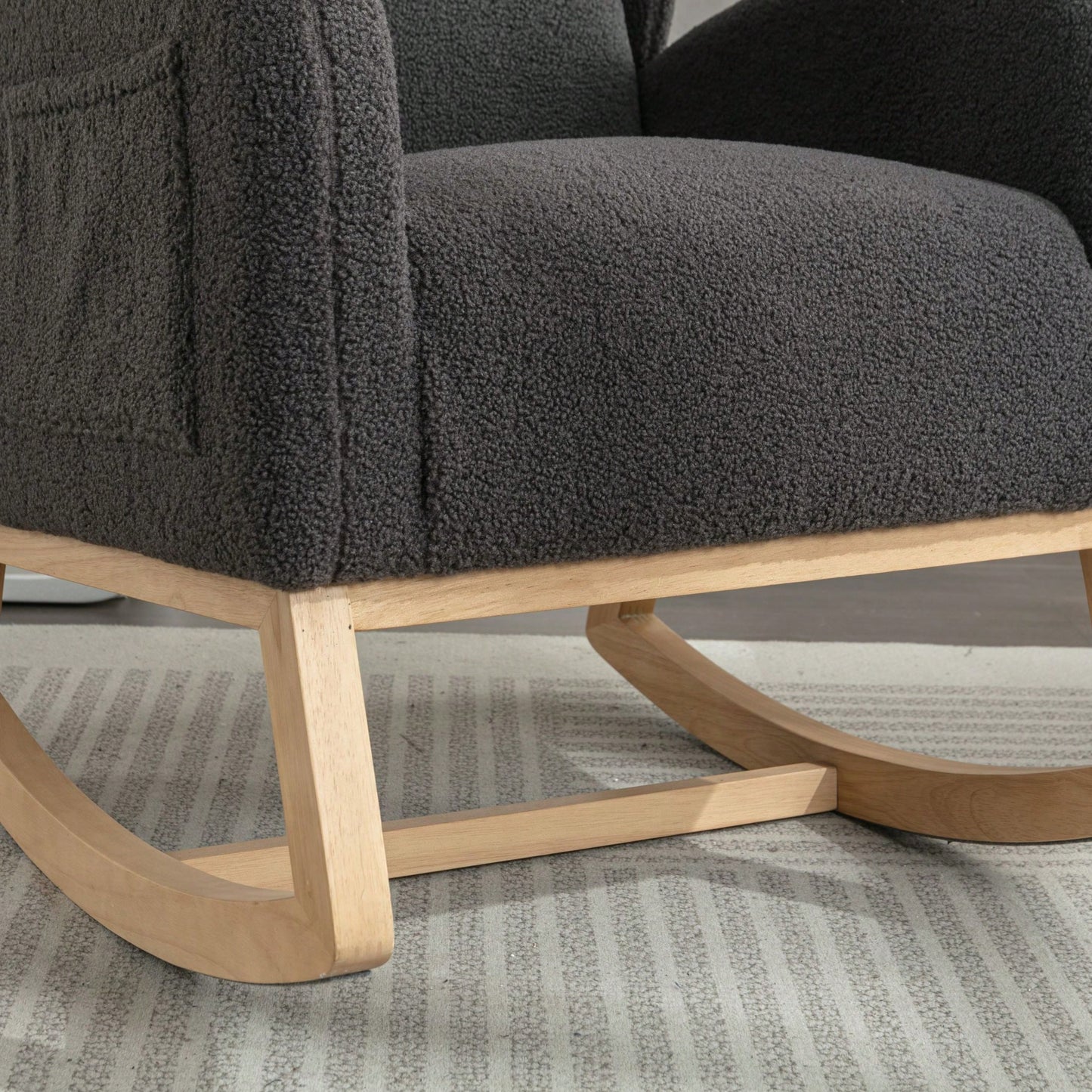 Teddy Fabric Rocking Chair With Packet Wood Legs