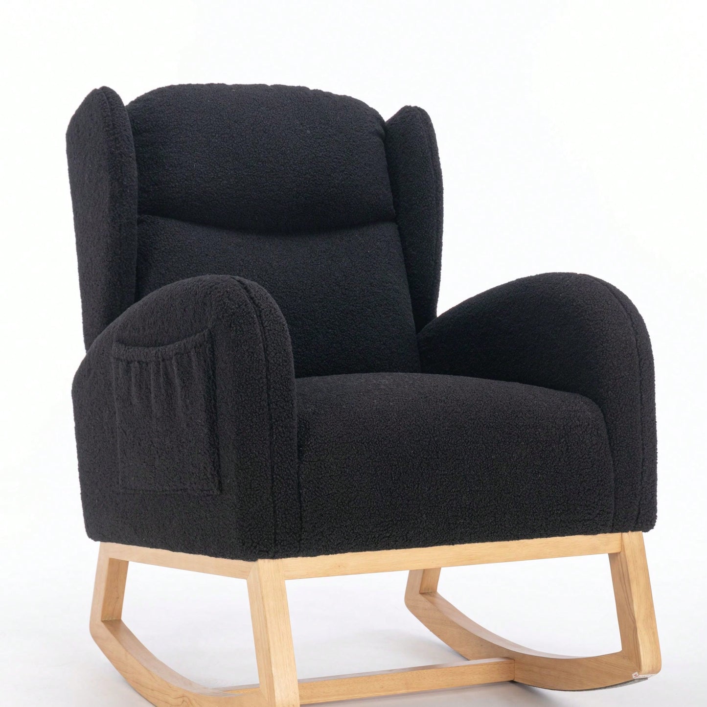 Teddy Fabric Rocking Chair With Packet Wood Legs