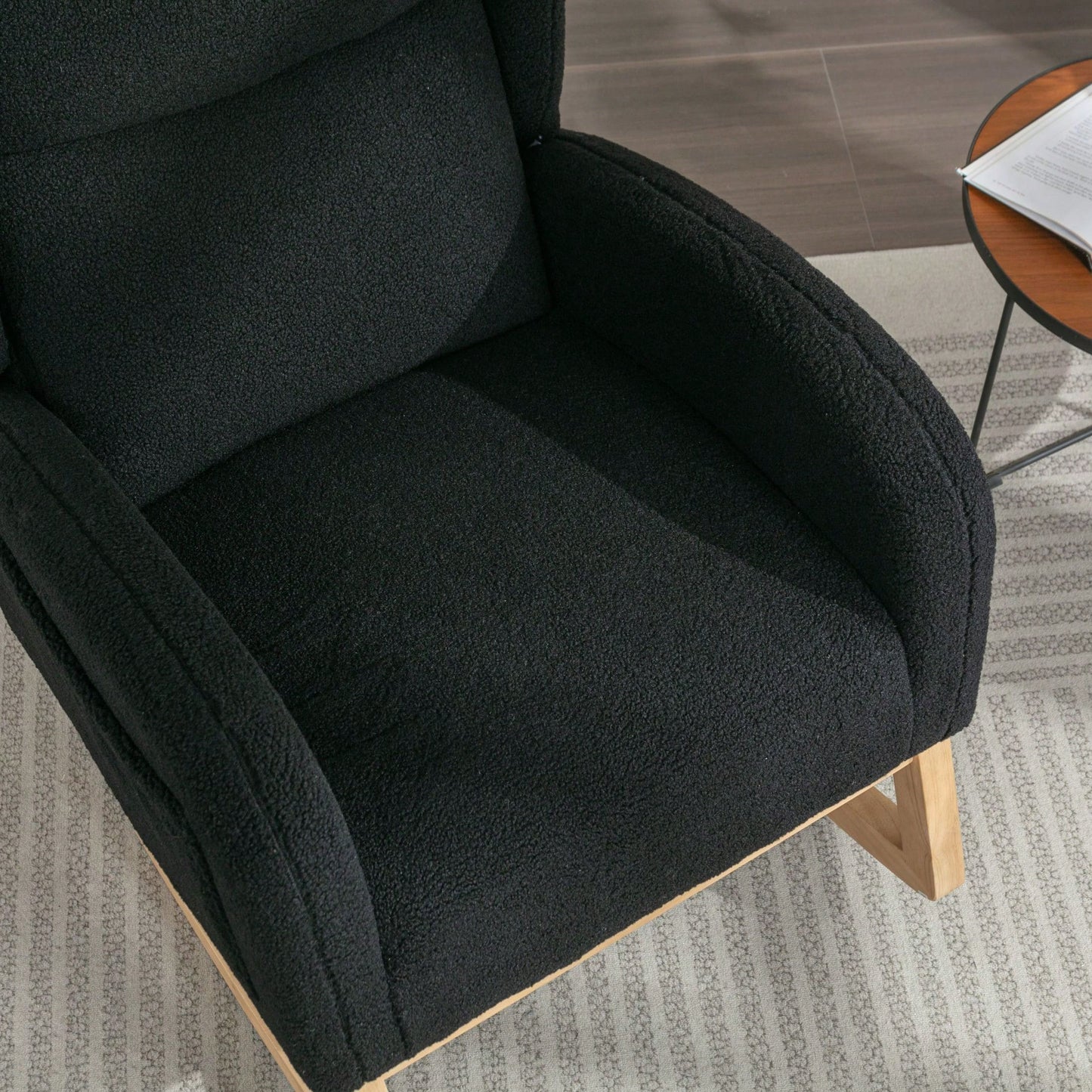 Teddy Fabric Rocking Chair With Packet Wood Legs