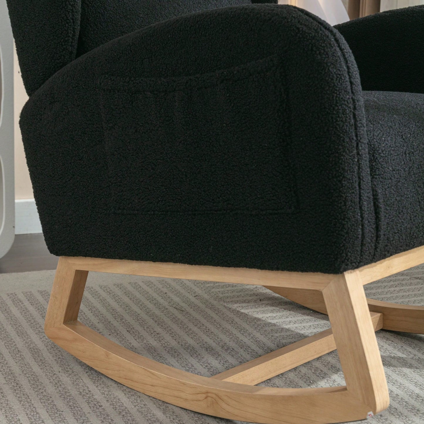 Teddy Fabric Rocking Chair With Packet Wood Legs